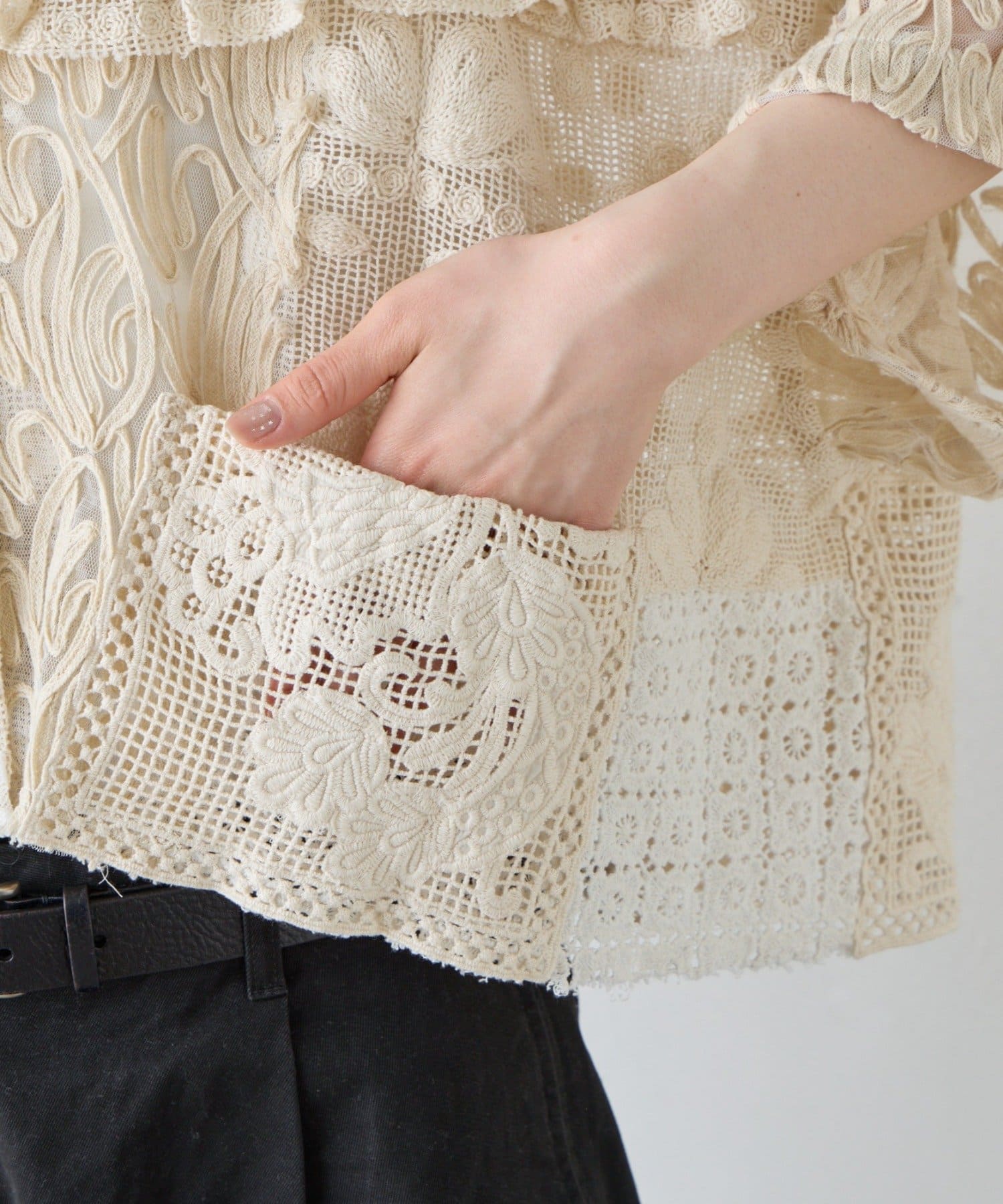 CIAOPANIC TYPY(チャオパニックティピー) 【etsinta/エシンタ】レースパッチワークシャツINDIA