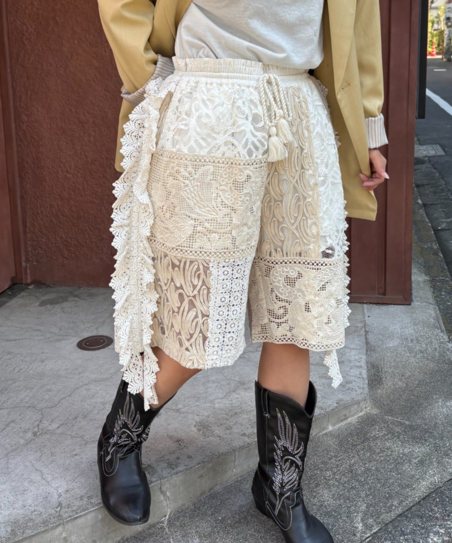 CIAOPANIC TYPY(チャオパニックティピー) ≪26SS展示会アイテム≫【etsinta/エシンタ】レースパッチワークショーツINDIA