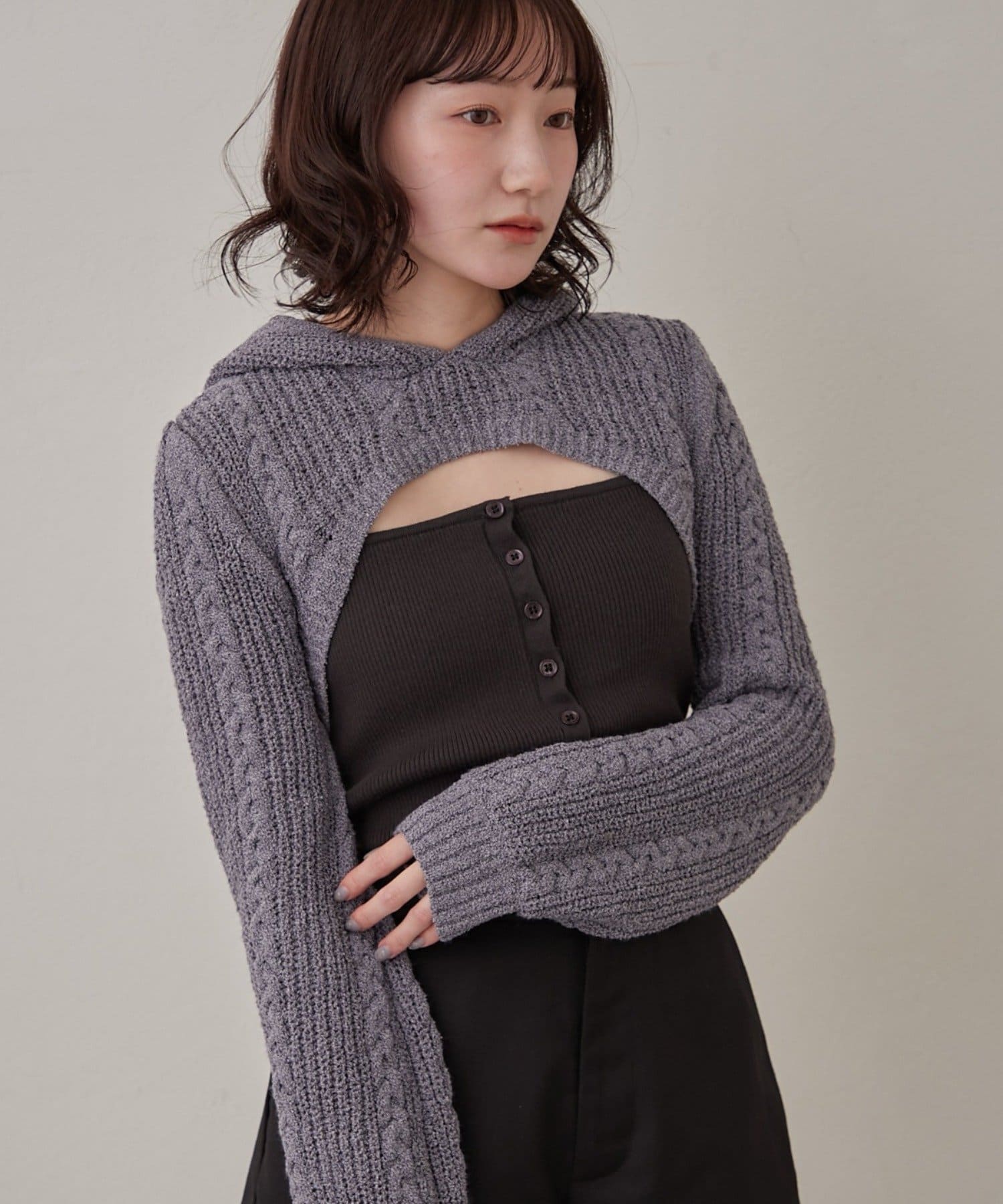 mline(エムライン) [mline]ショートニット フーディーSET