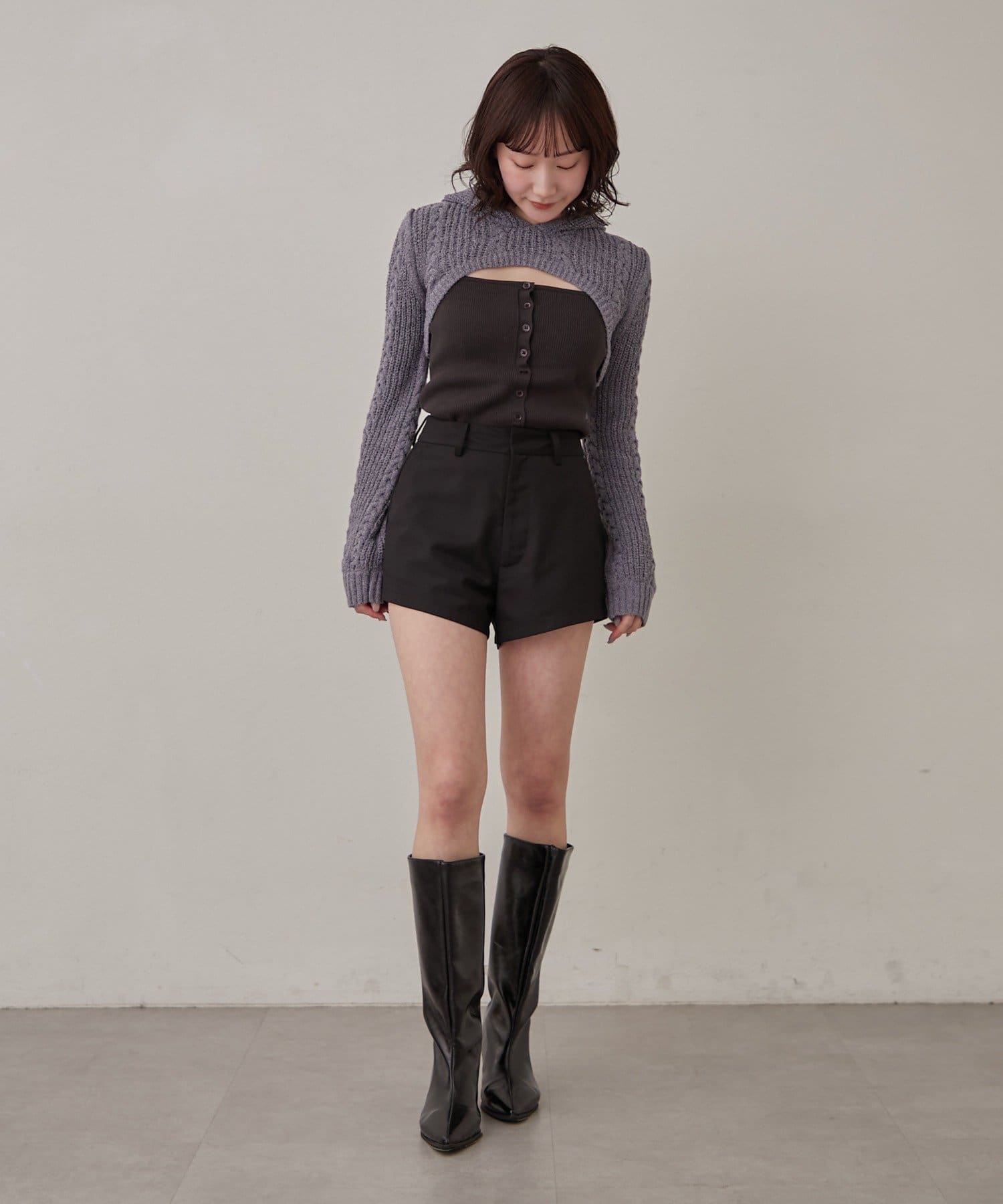 mline(エムライン) [mline]ショートニット フーディーSET