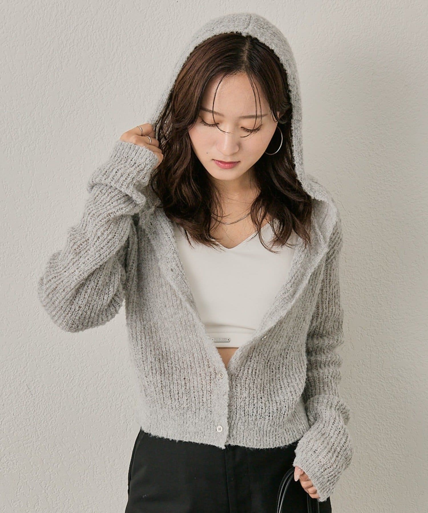 mline(エムライン) [mline]ポコニット フーディーカーデ