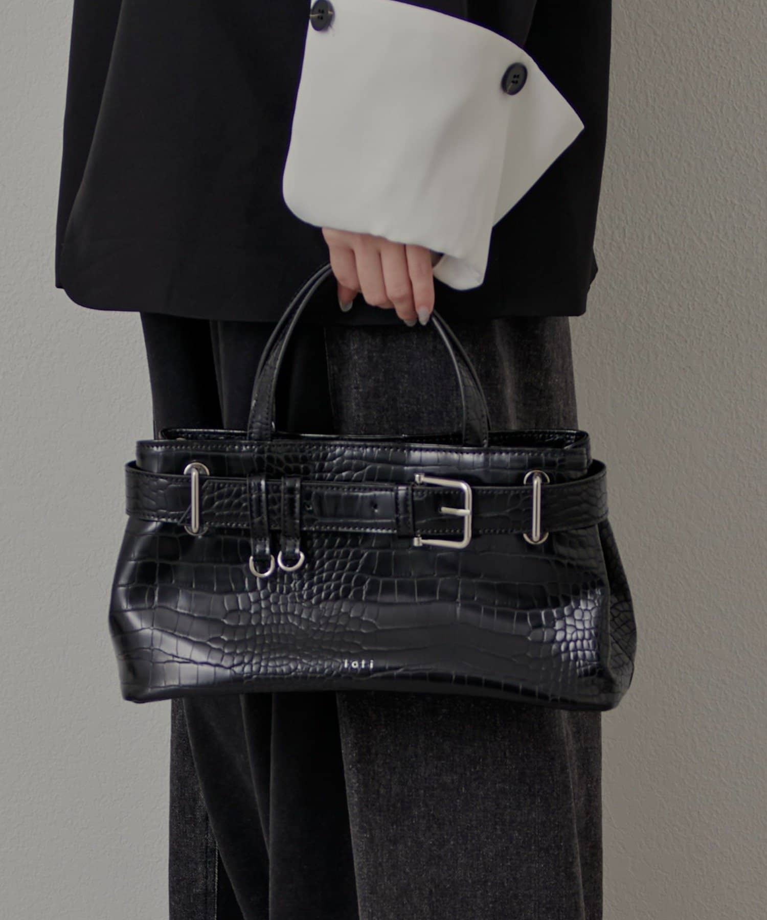 mline(エムライン) [mline] loti クロコワイド ボストンバッグ