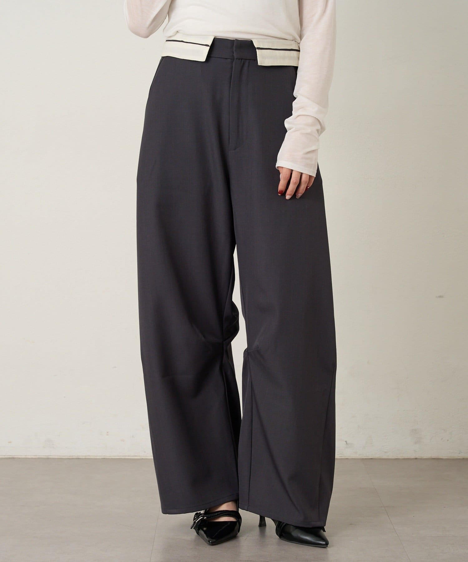 mline(エムライン) [mline]ウエスト折り返し スラックスパンツ