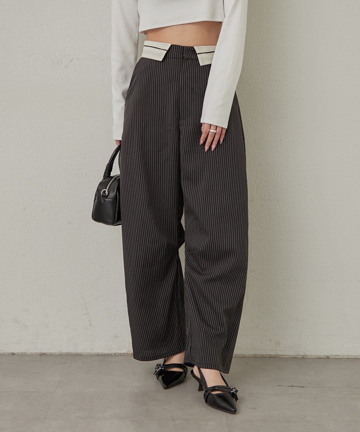 mline(エムライン) [mline]ウエスト折り返し スラックスパンツ