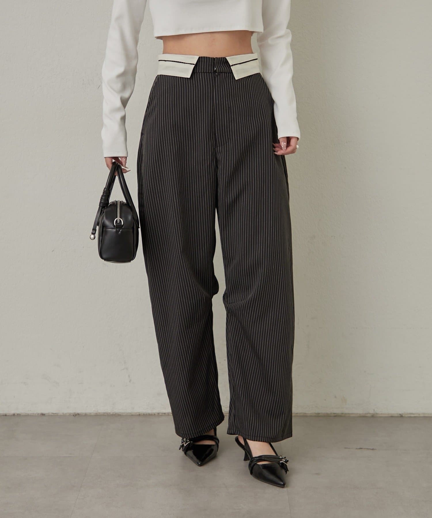 mline(エムライン) [mline]ウエスト折り返し スラックスパンツ