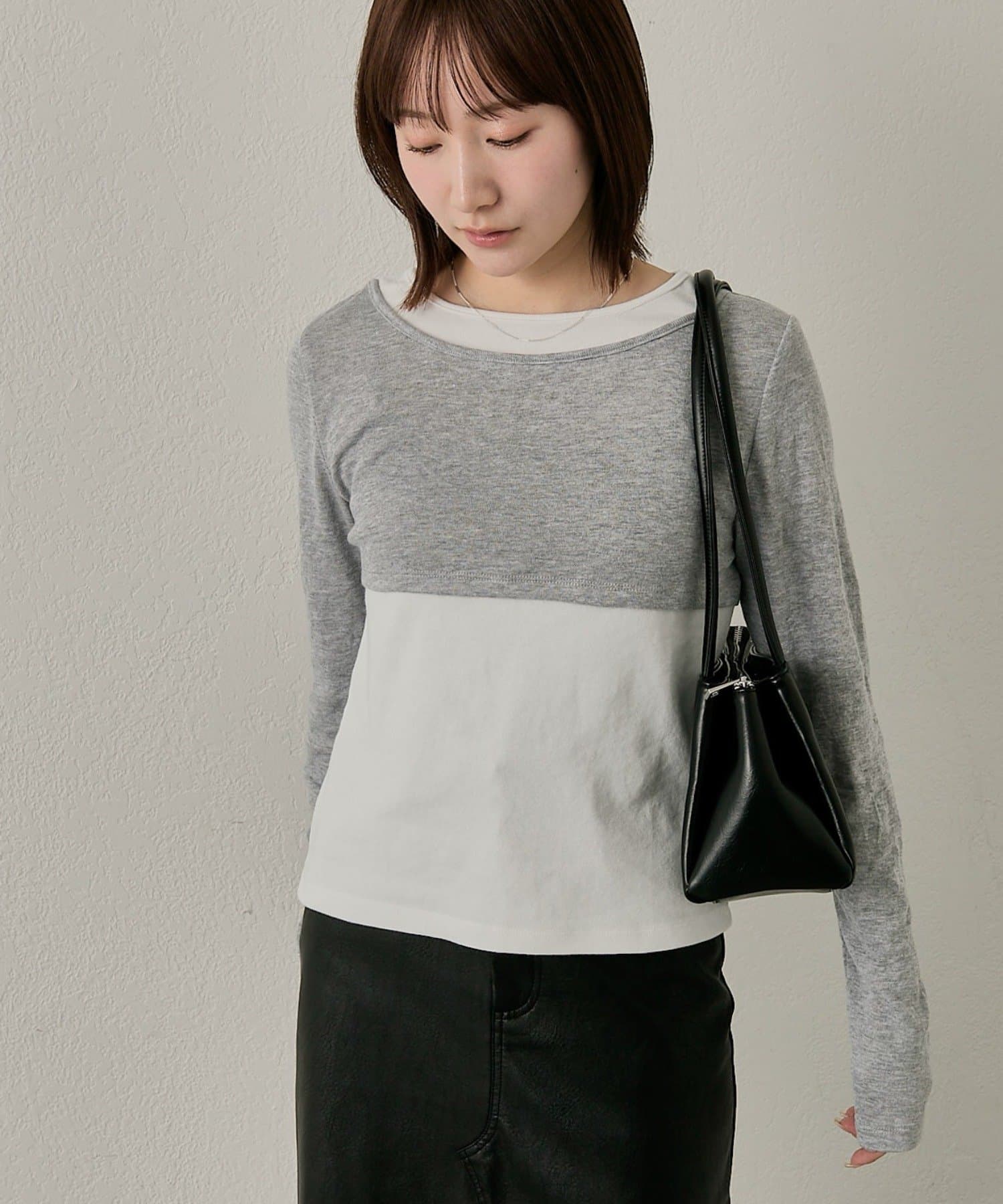 mline(エムライン) [mline]プレートロゴ レイヤードTシャツ