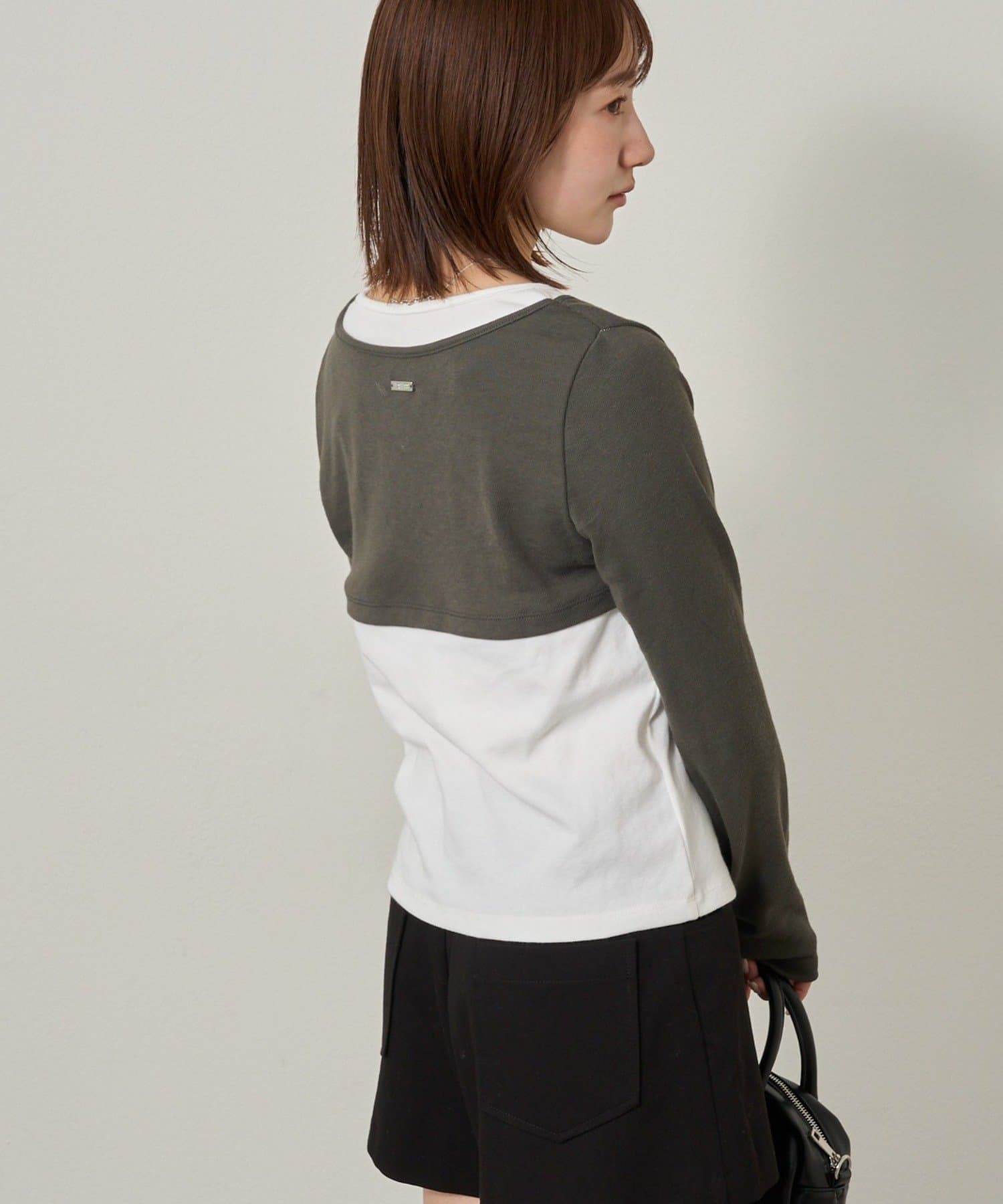 mline(エムライン) [mline]プレートロゴ レイヤードTシャツ