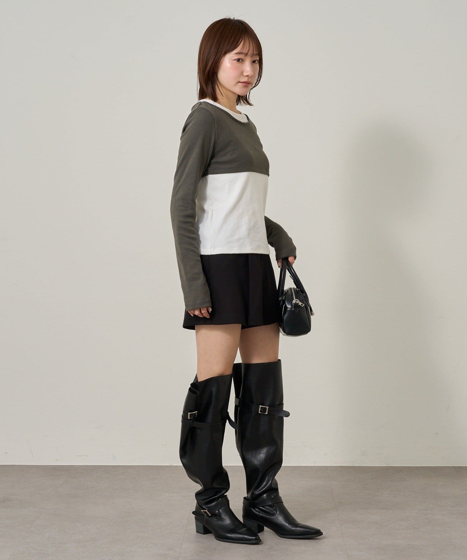 mline(エムライン) [mline]プレートロゴ レイヤードTシャツ