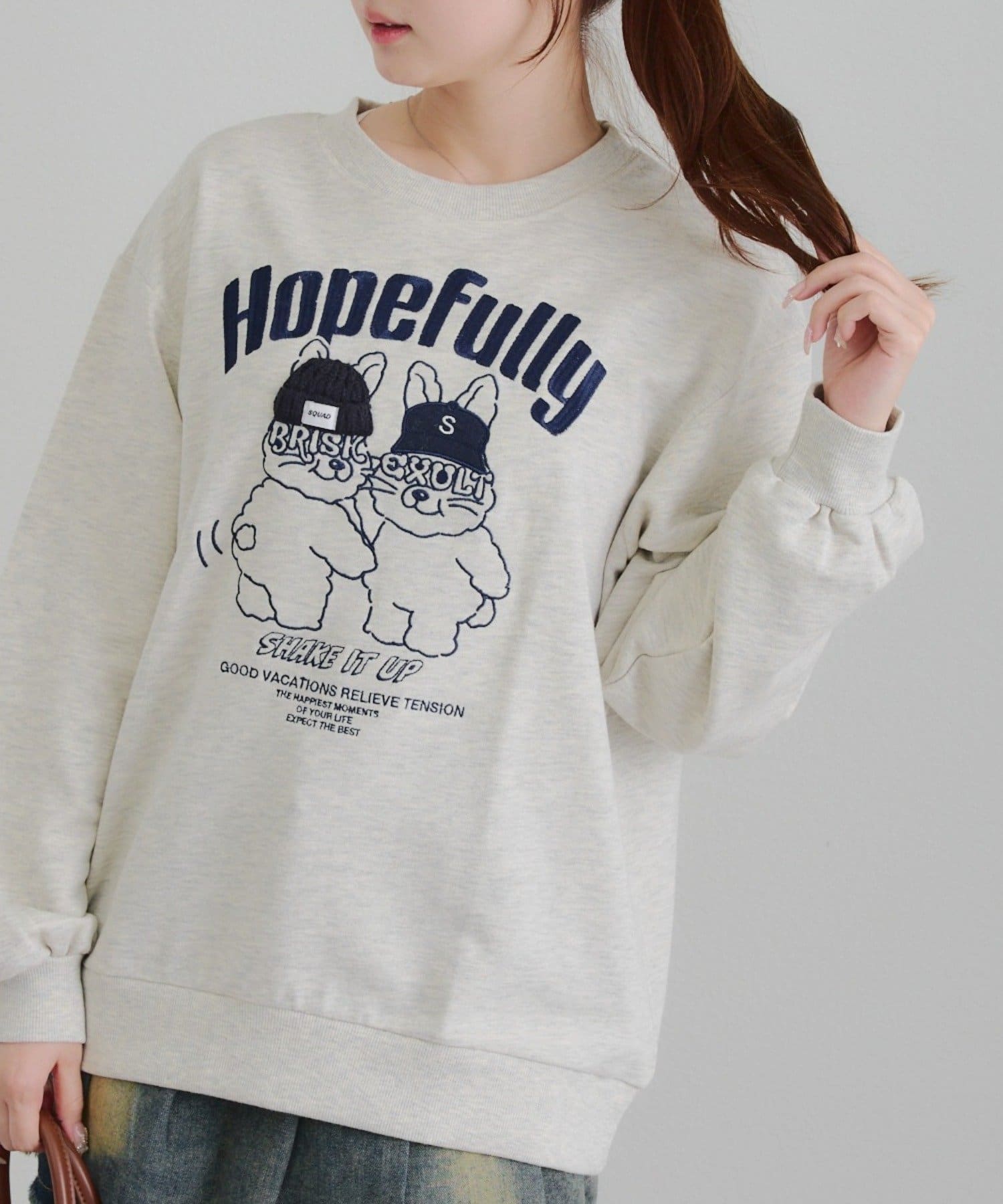 NICE CLAUP / OLIVE des OLIVE OUTLET(ナイスクラップ  / オリーブ デ オリーブ アウトレット) 【RMAF】お願いウサギニット帽プルオーバー