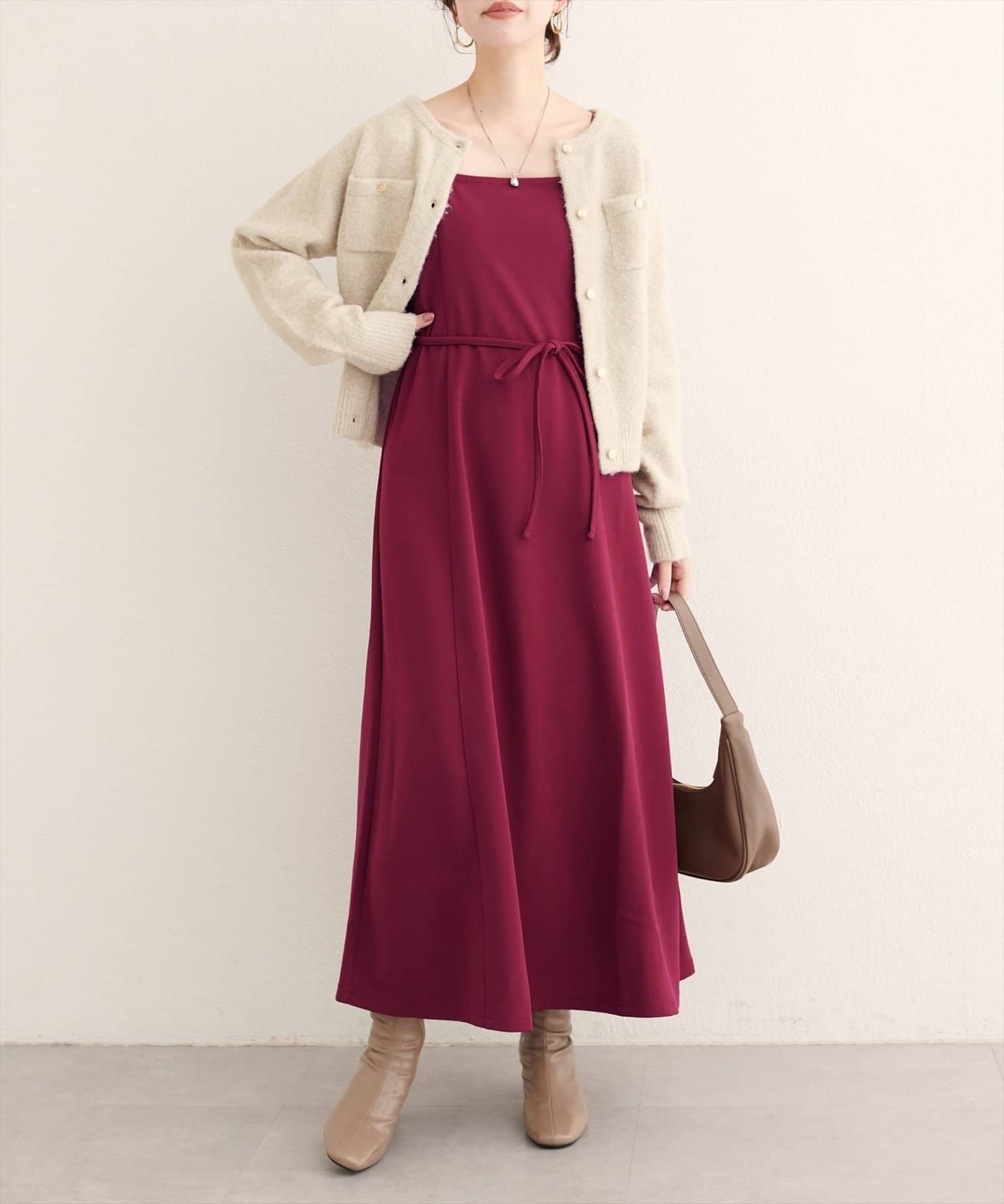 NICE CLAUP / OLIVE des OLIVE OUTLET(ナイスクラップ  / オリーブ デ オリーブ アウトレット) 【natural couture】楽ちんキャミワンピース