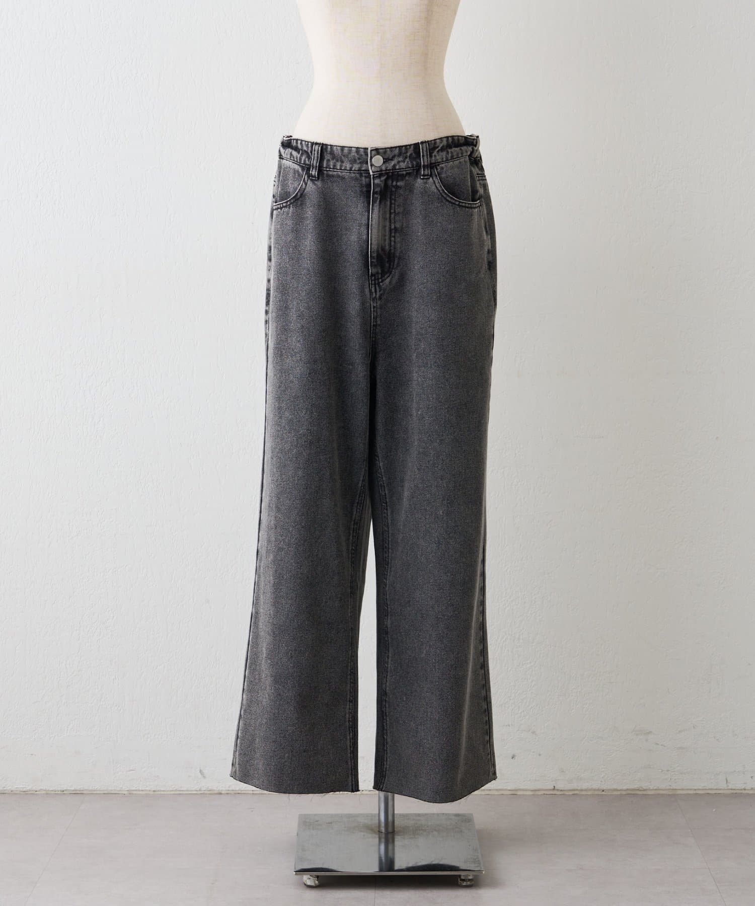 Remind me and forever(リマインドミーアンドフォーエバー) 【2026SS】【ウエスト調節＆セルフカット可能】リメイクライクデニムワイドパンツ