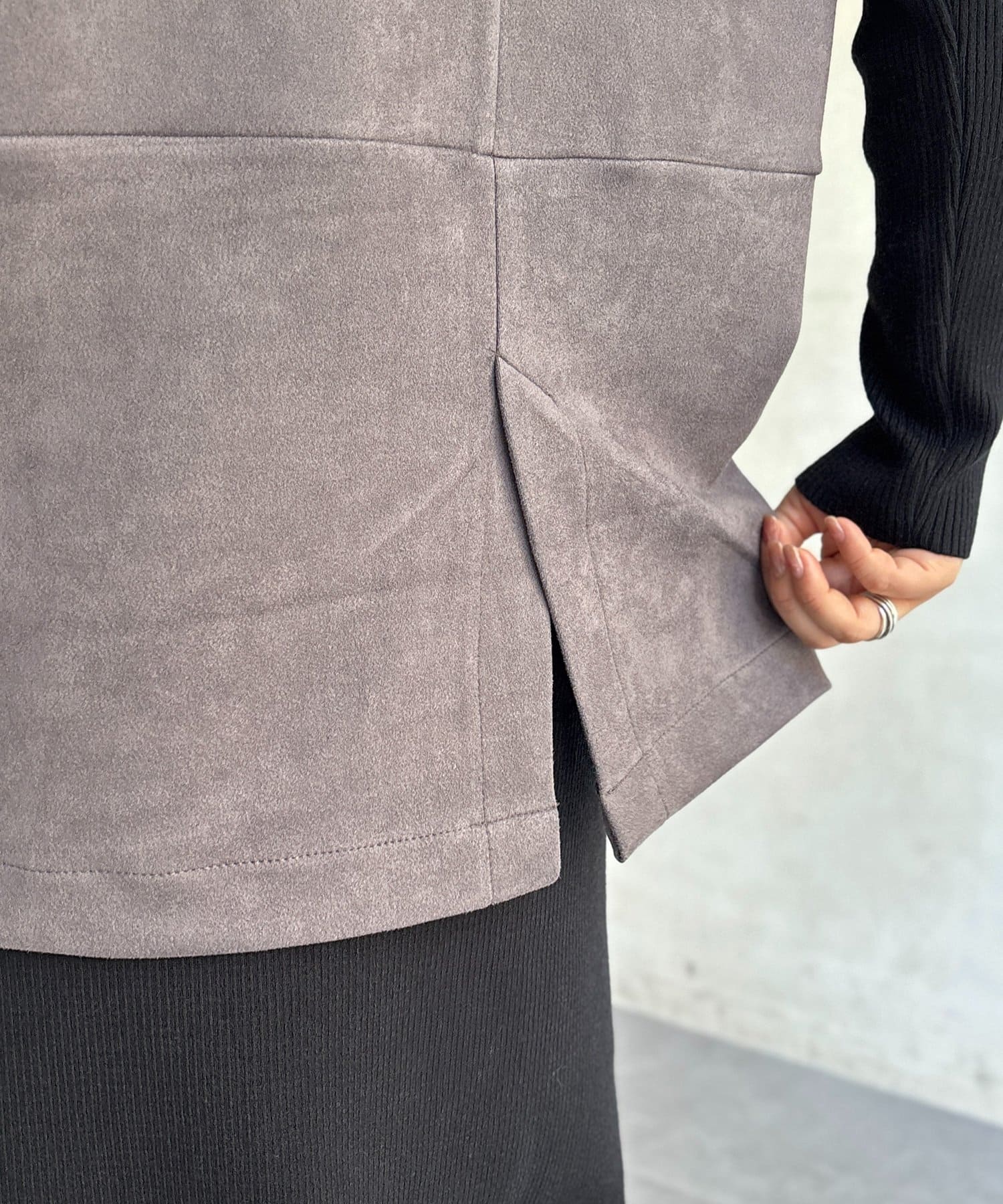 CPCM(シーピーシーエム) フェイクスエードベストセットニットワンピース