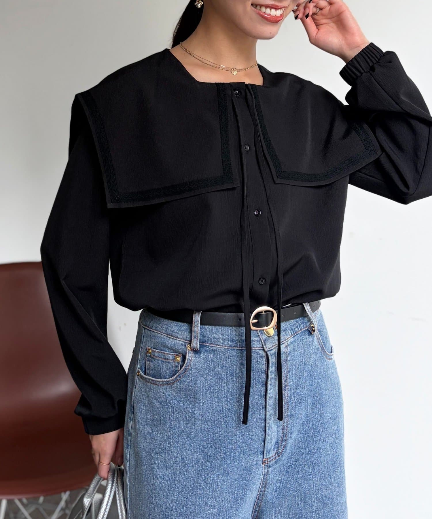 Chez toi(シェトワ) TRビック襟ブラウス