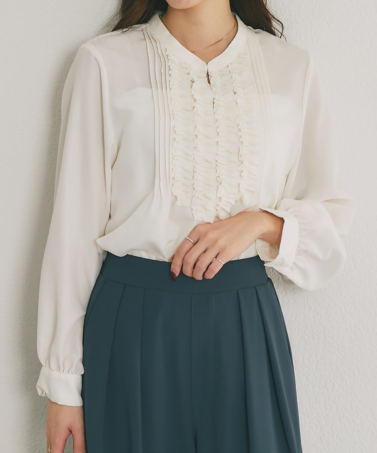 La boutique BonBon(ラブティックボンボン) 【オケージョン対応】フィブリルフリルブラウス