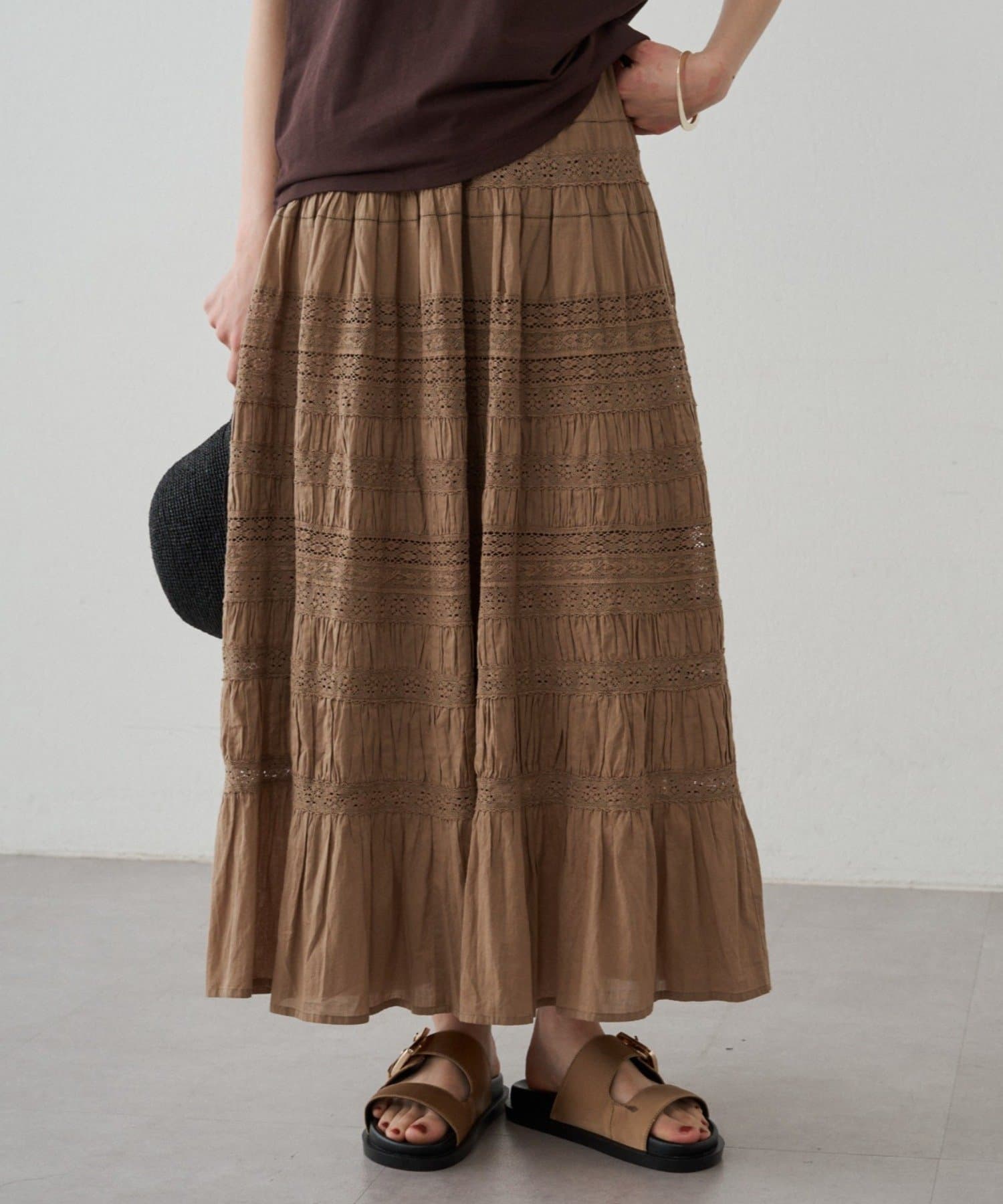 LOUNGEDRESS(ラウンジドレス) 【INDIA】ギャザーティアードレーススカート