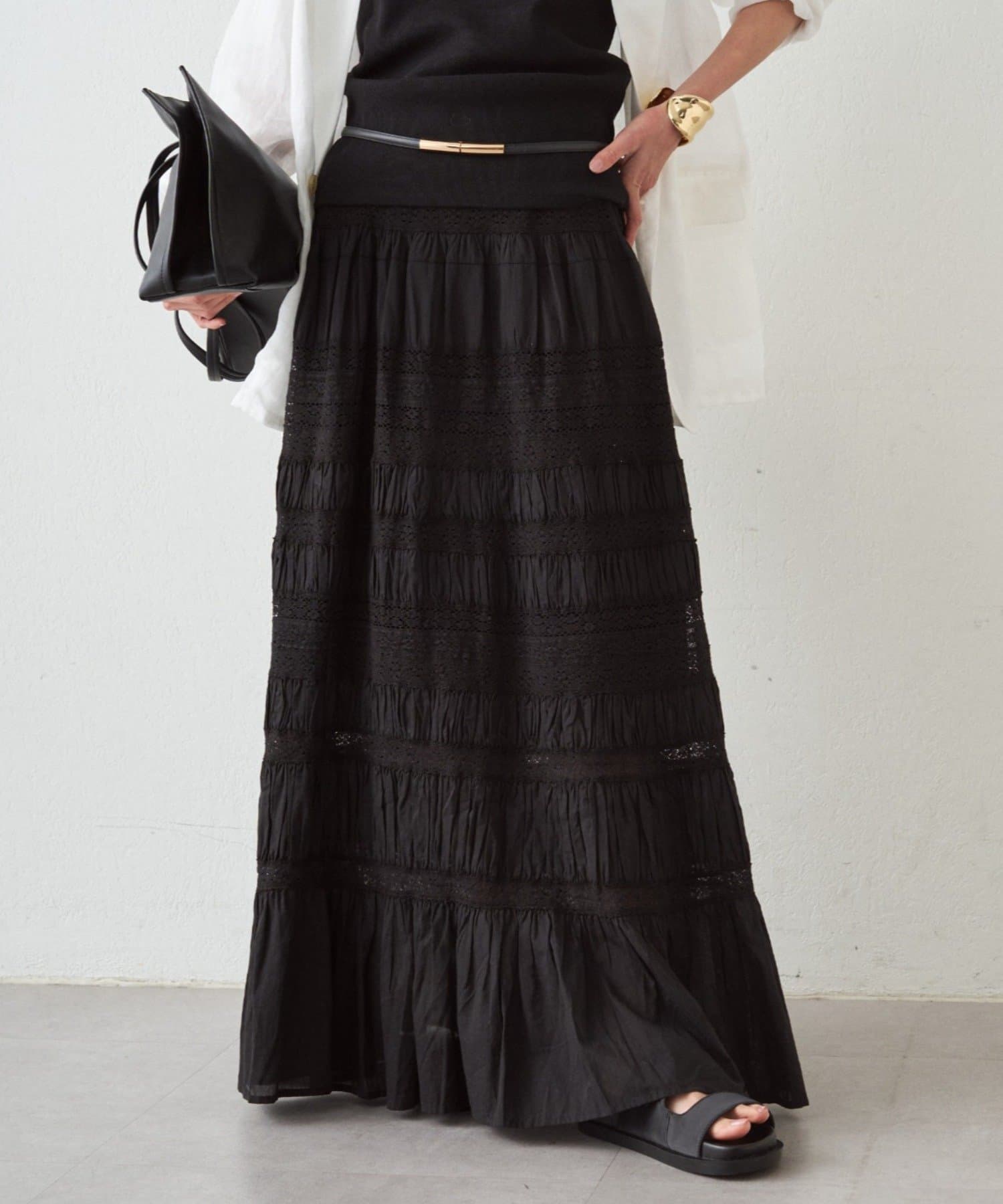 LOUNGEDRESS(ラウンジドレス) 【INDIA】ギャザーティアードレーススカート