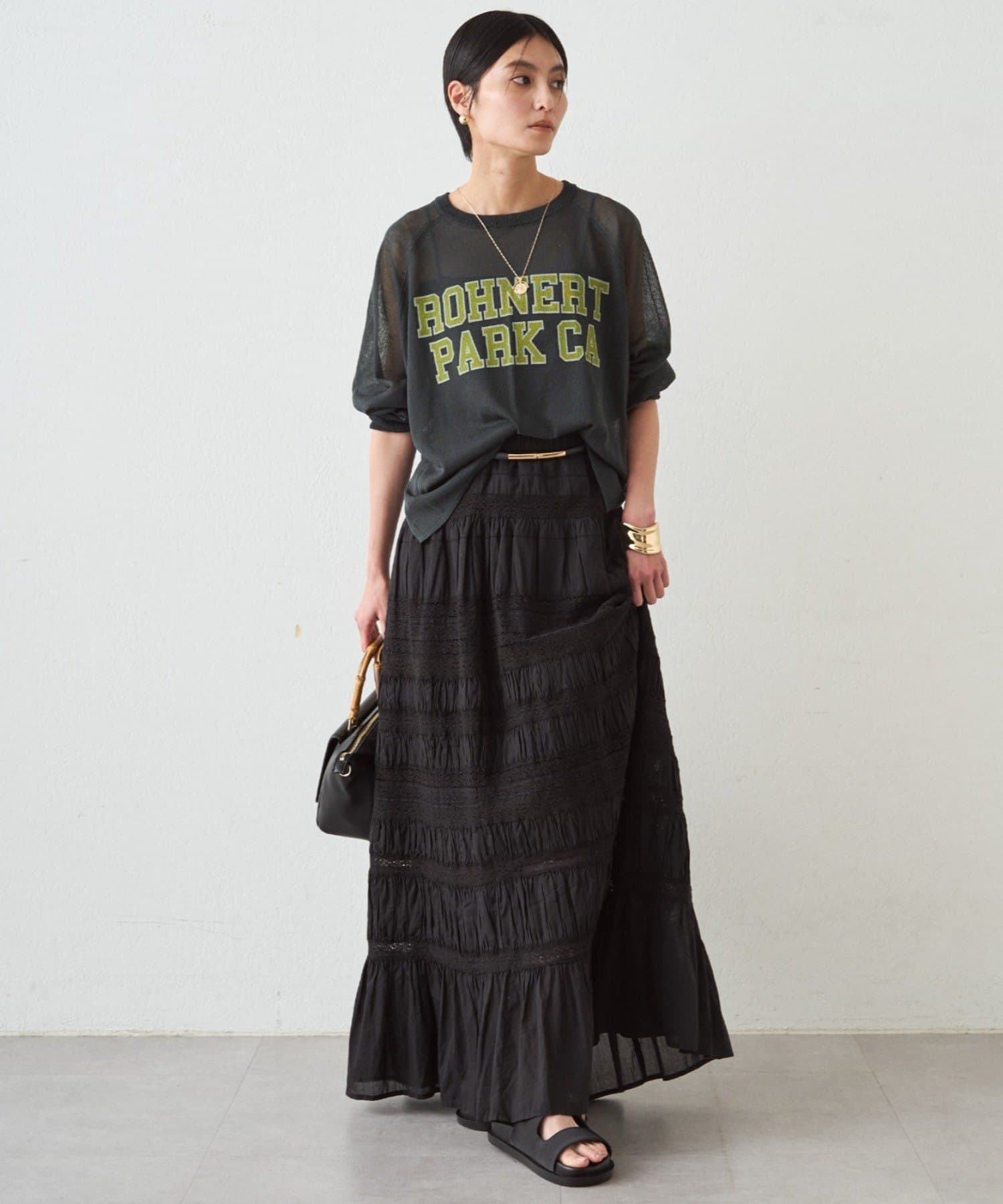 LOUNGEDRESS(ラウンジドレス) 【INDIA】ギャザーティアードレーススカート