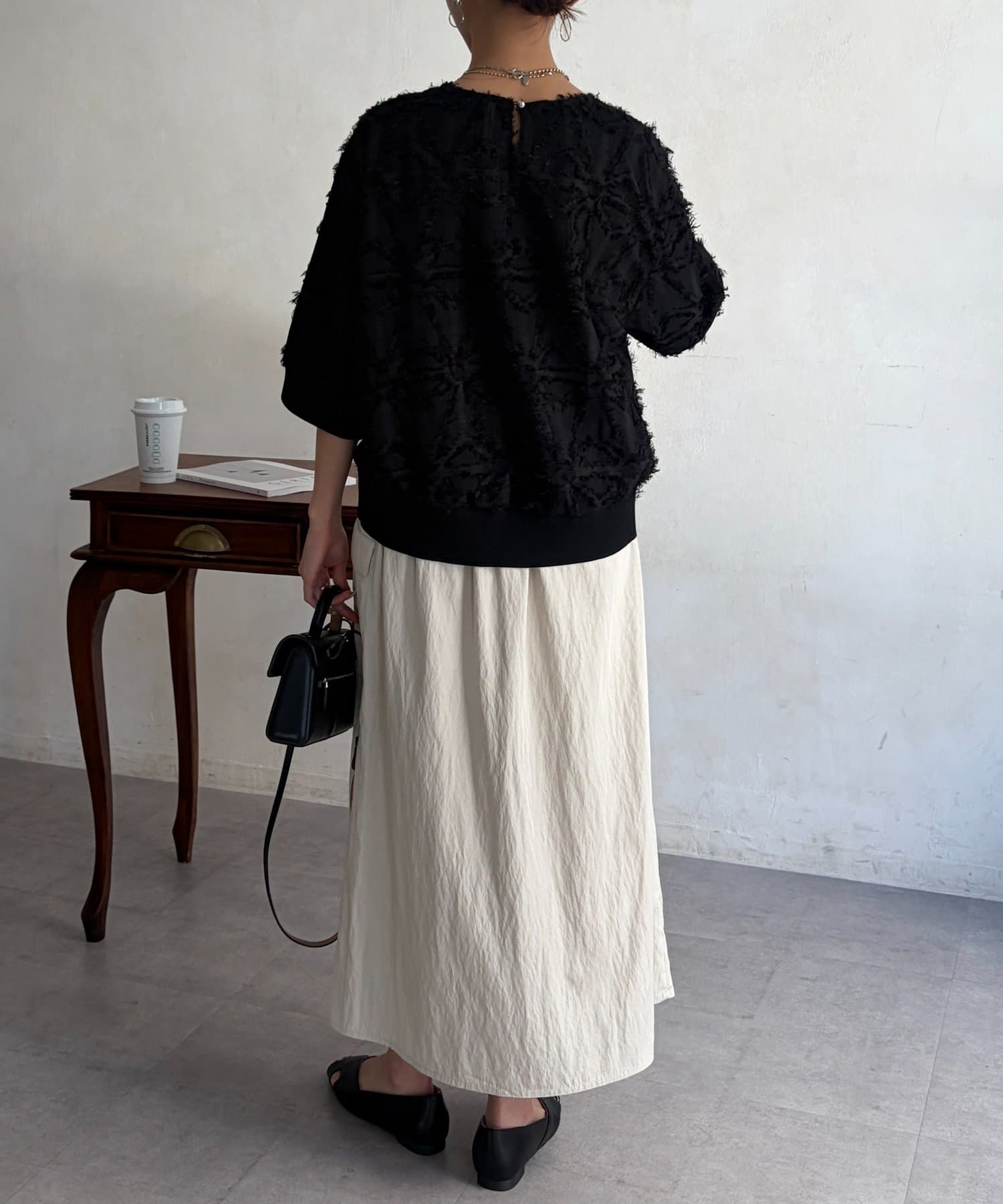 Chez toi(シェトワ) リブ切替花柄JQプルオーバー