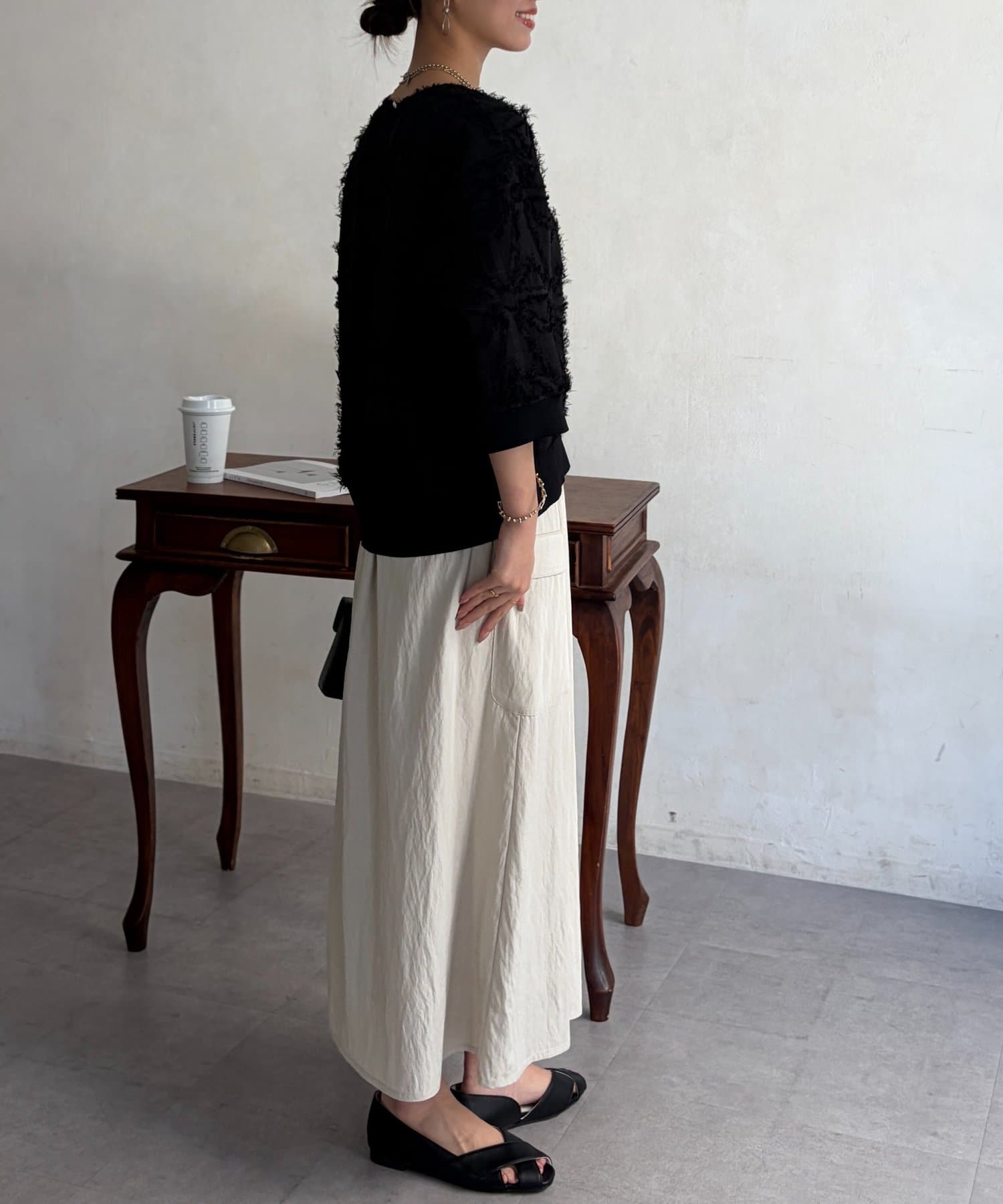 Chez toi(シェトワ) リブ切替花柄JQプルオーバー