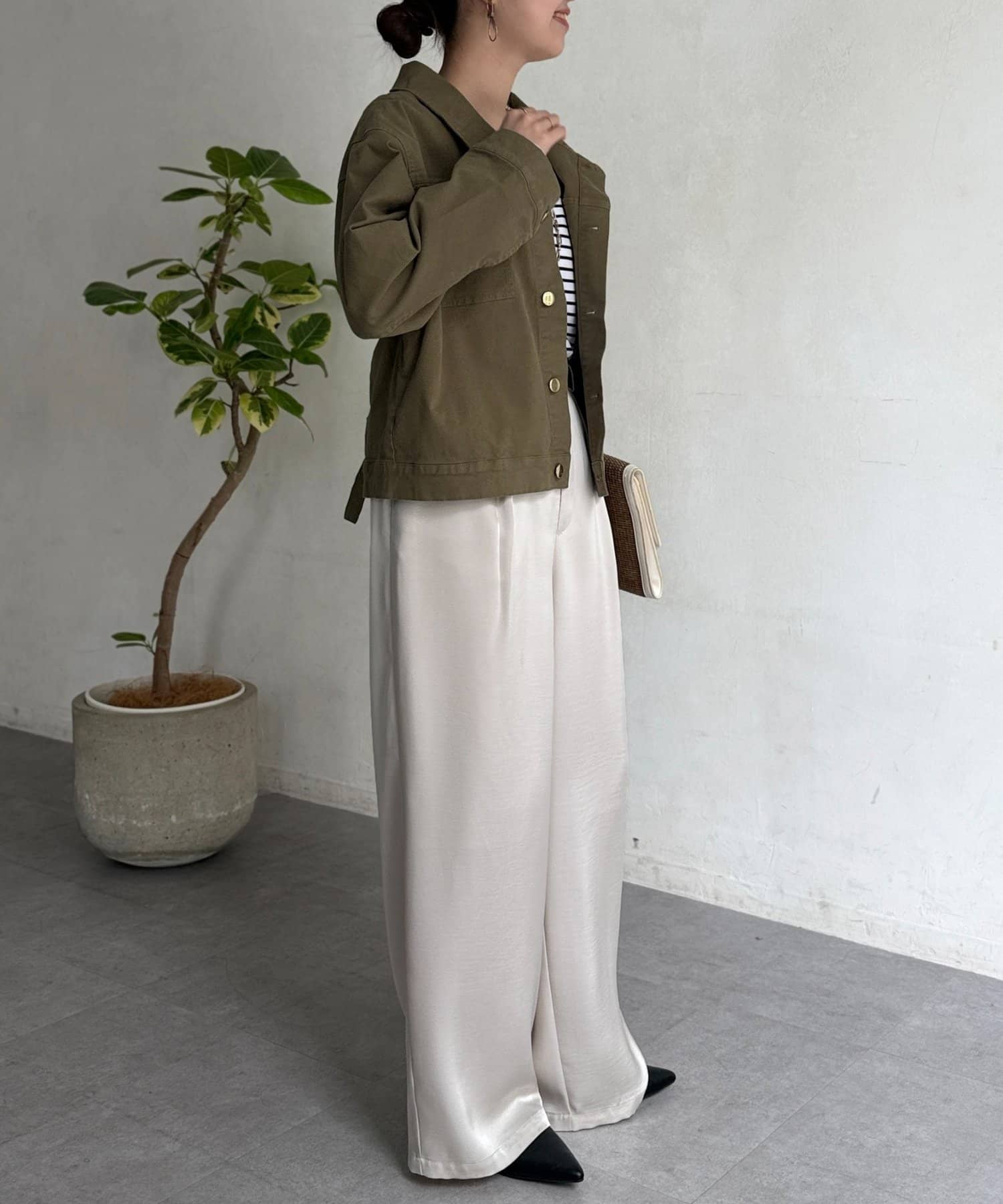 Chez toi(シェトワ) GLDボタン襟付きGジャン