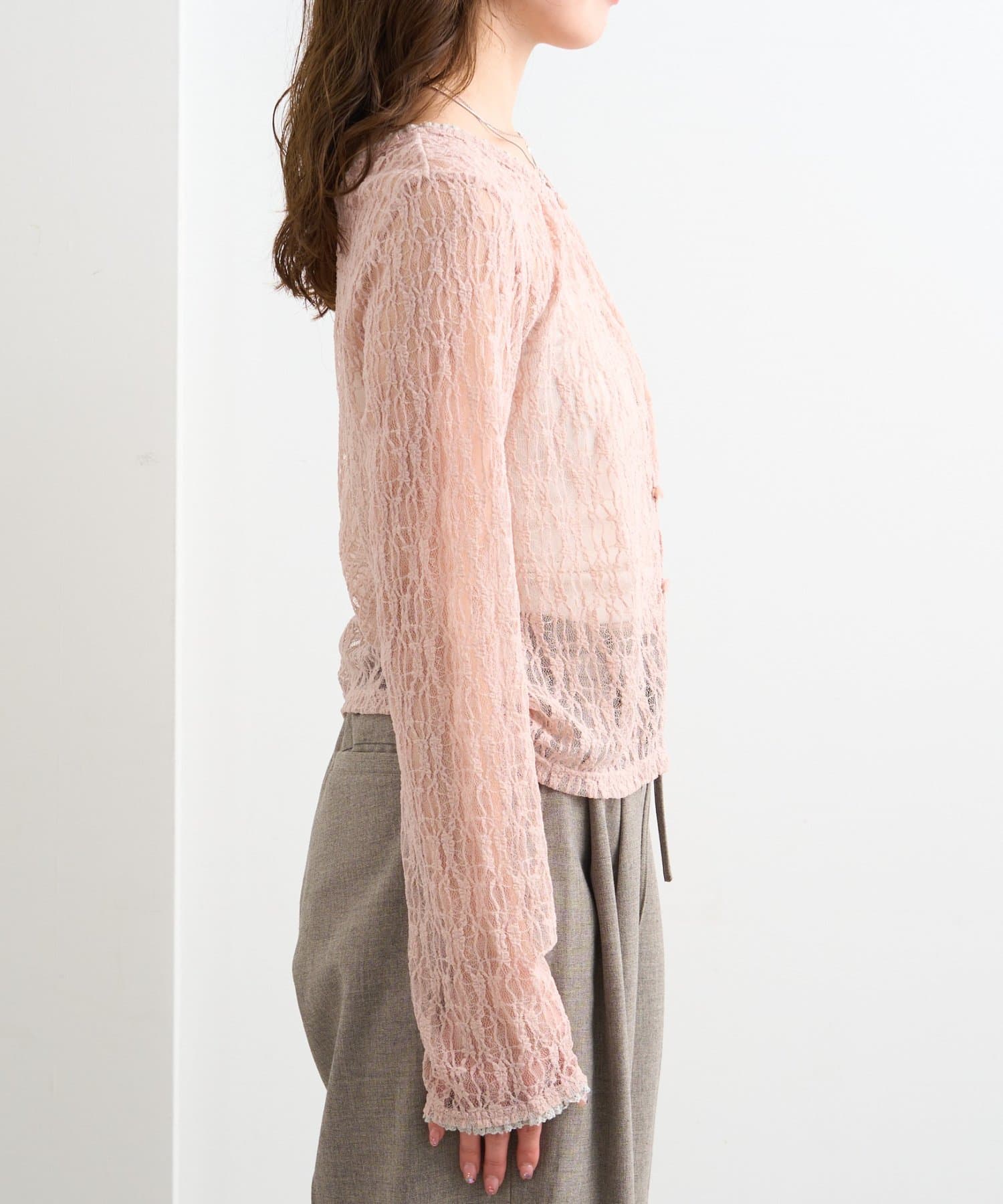 Kastane(カスタネ) 【4色展開/前後2WAY】B レースカットカーディガン