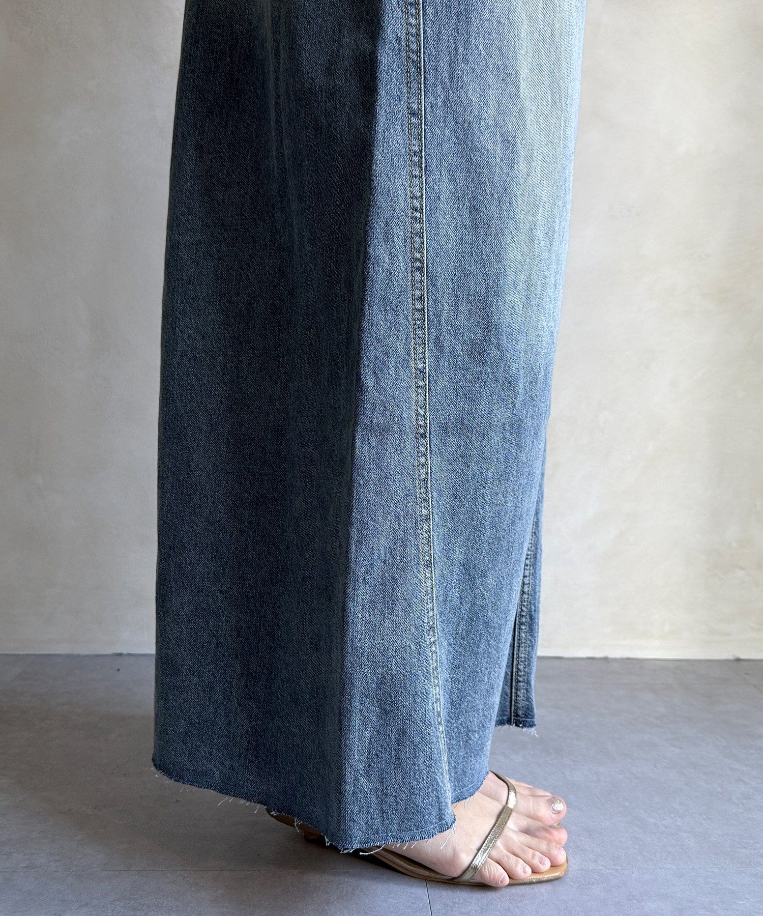 DOUDOU(ドゥドゥ) 【セットアップ可能】ベルト付デニムタイトスカート