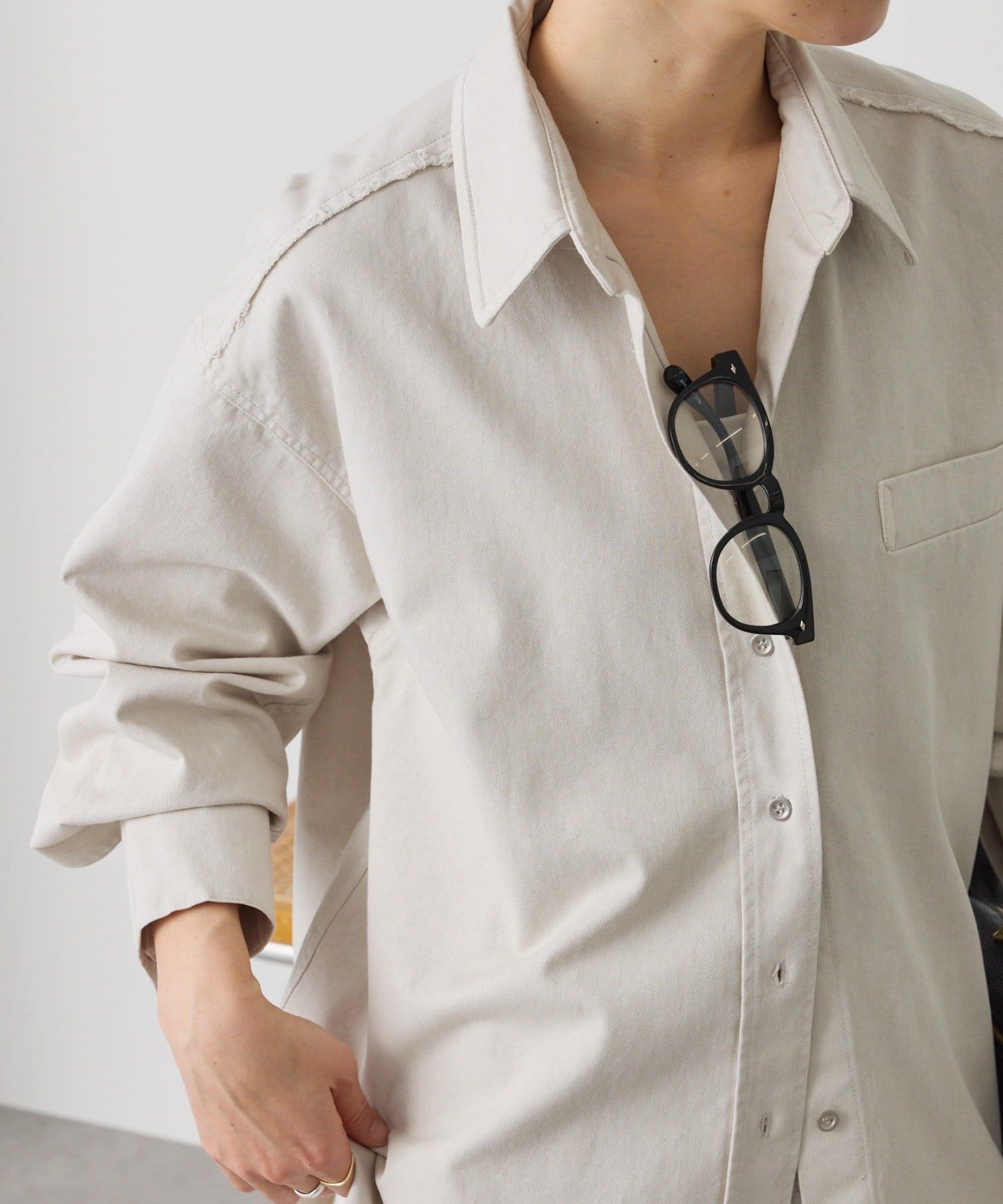 RIVE DROITE(リヴドロワ) 予約【セットアップ着用可能】ガーメントダイコットンツイルシャツ