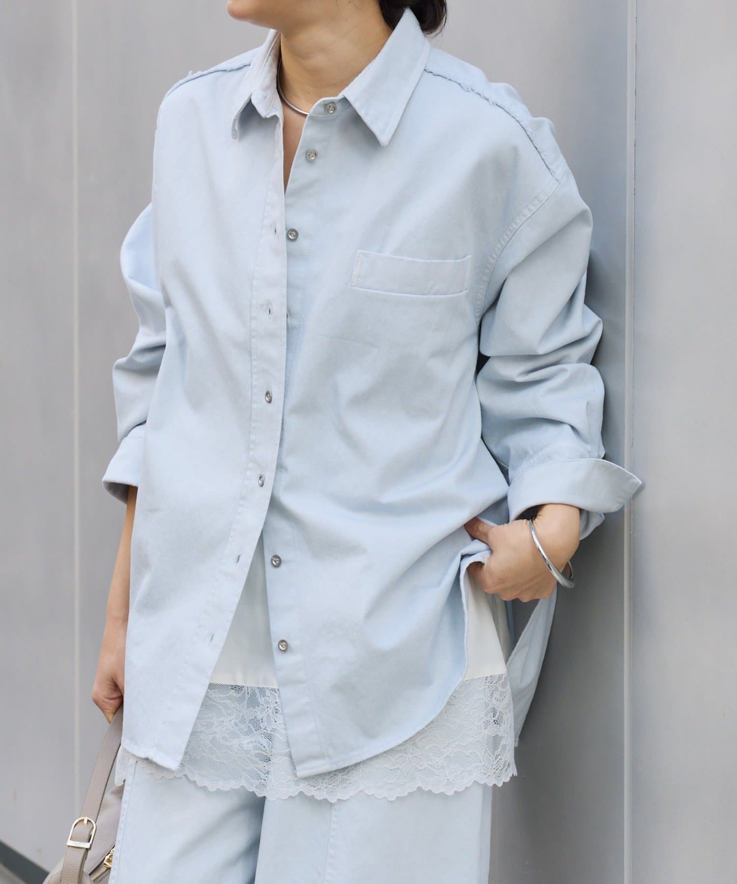 RIVE DROITE(リヴドロワ) 予約【セットアップ着用可能】ガーメントダイコットンツイルシャツ