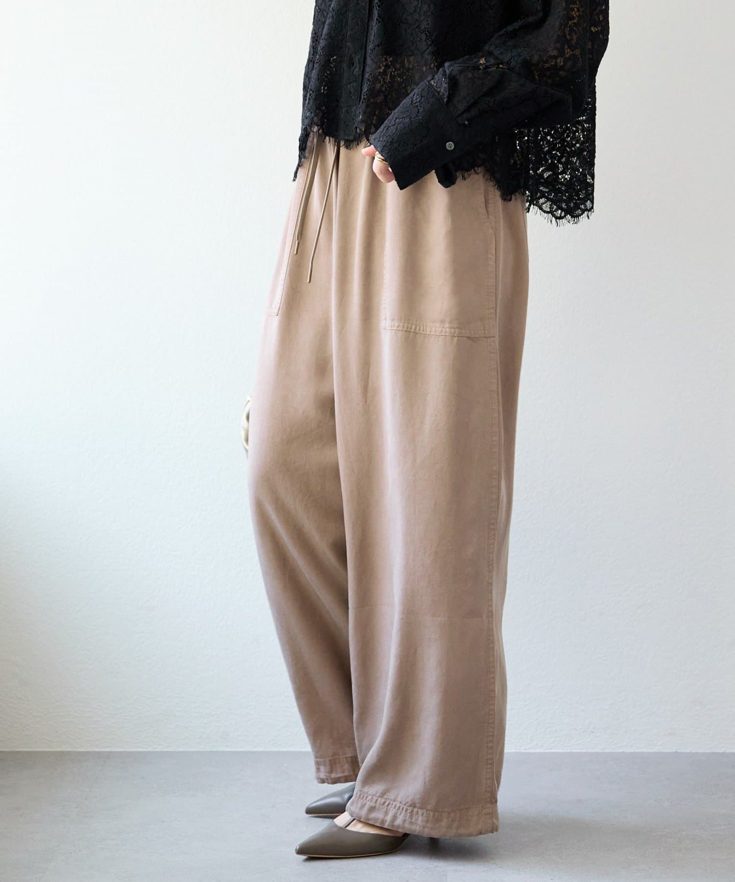 RIVE DROITE(リヴドロワ) 予約【セットアップ可/こなれ感抜群】ガーメントダイ2wayワイドパンツ/2月下旬お届け予定