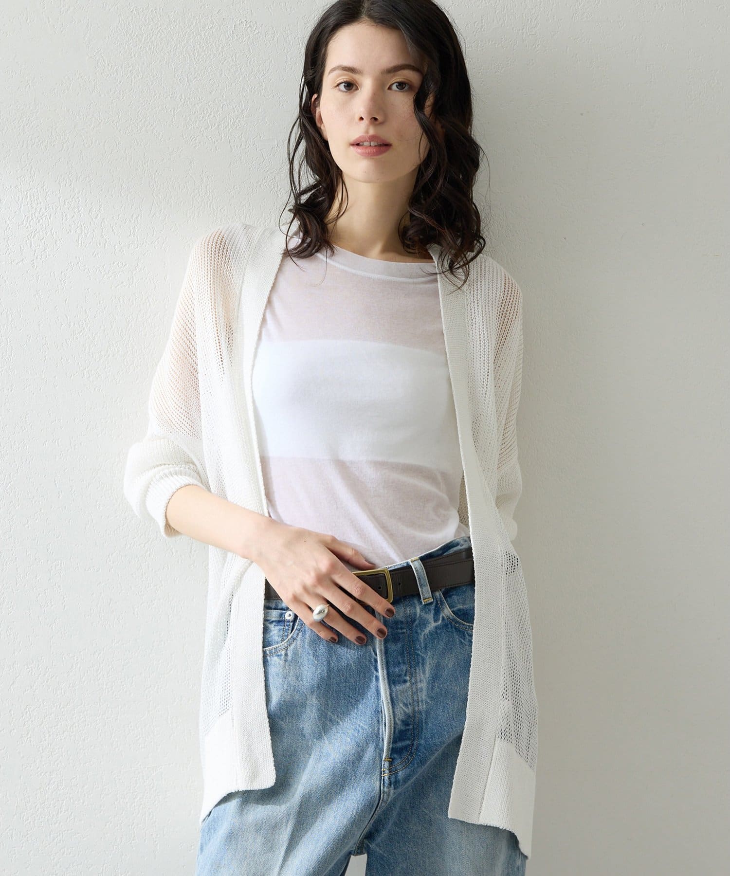 Whim Gazette(ウィム ガゼット) メッシュニットカーディガン