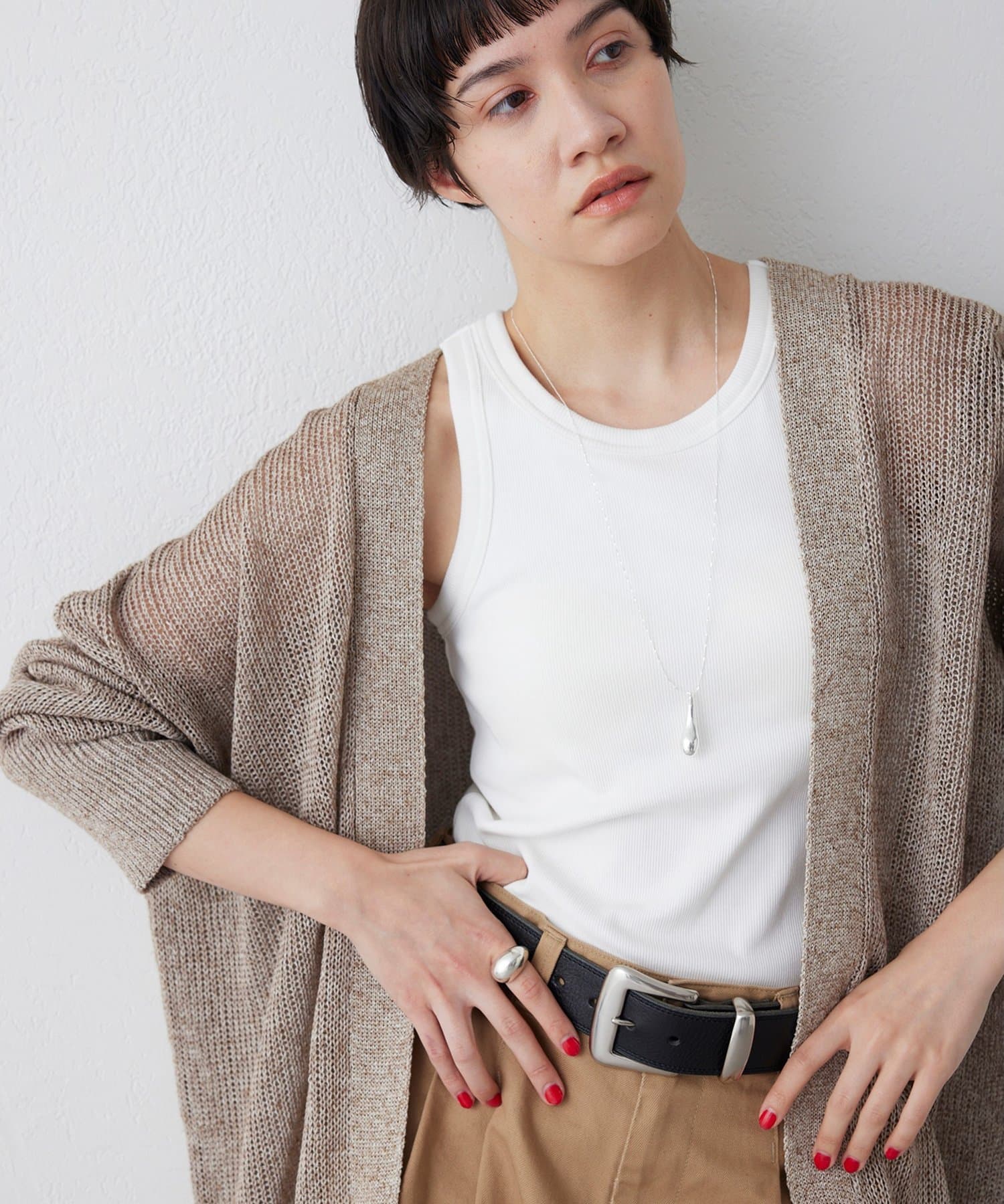 Whim Gazette(ウィム ガゼット) メッシュニットカーディガン