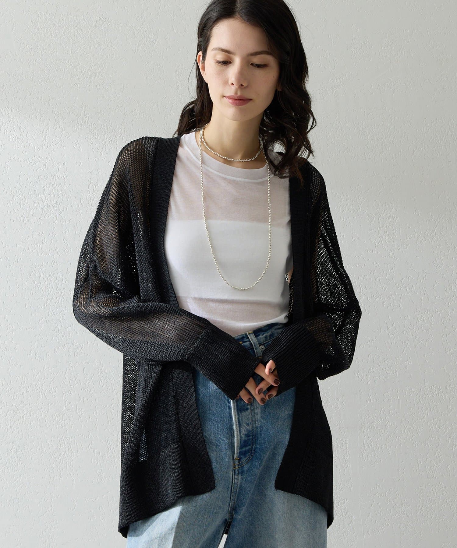 Whim Gazette(ウィム ガゼット) メッシュニットカーディガン