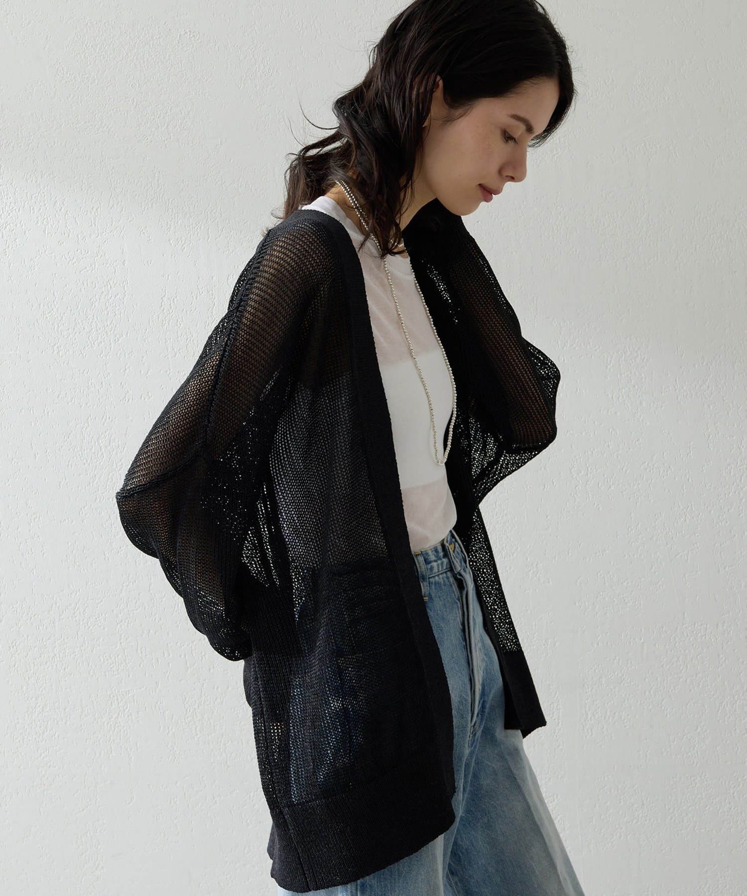 Whim Gazette(ウィム ガゼット) メッシュニットカーディガン