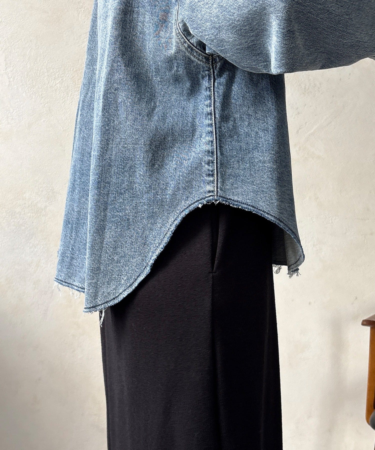 DOUDOU(ドゥドゥ) 【セットアップ可能】デニムショートシャツ