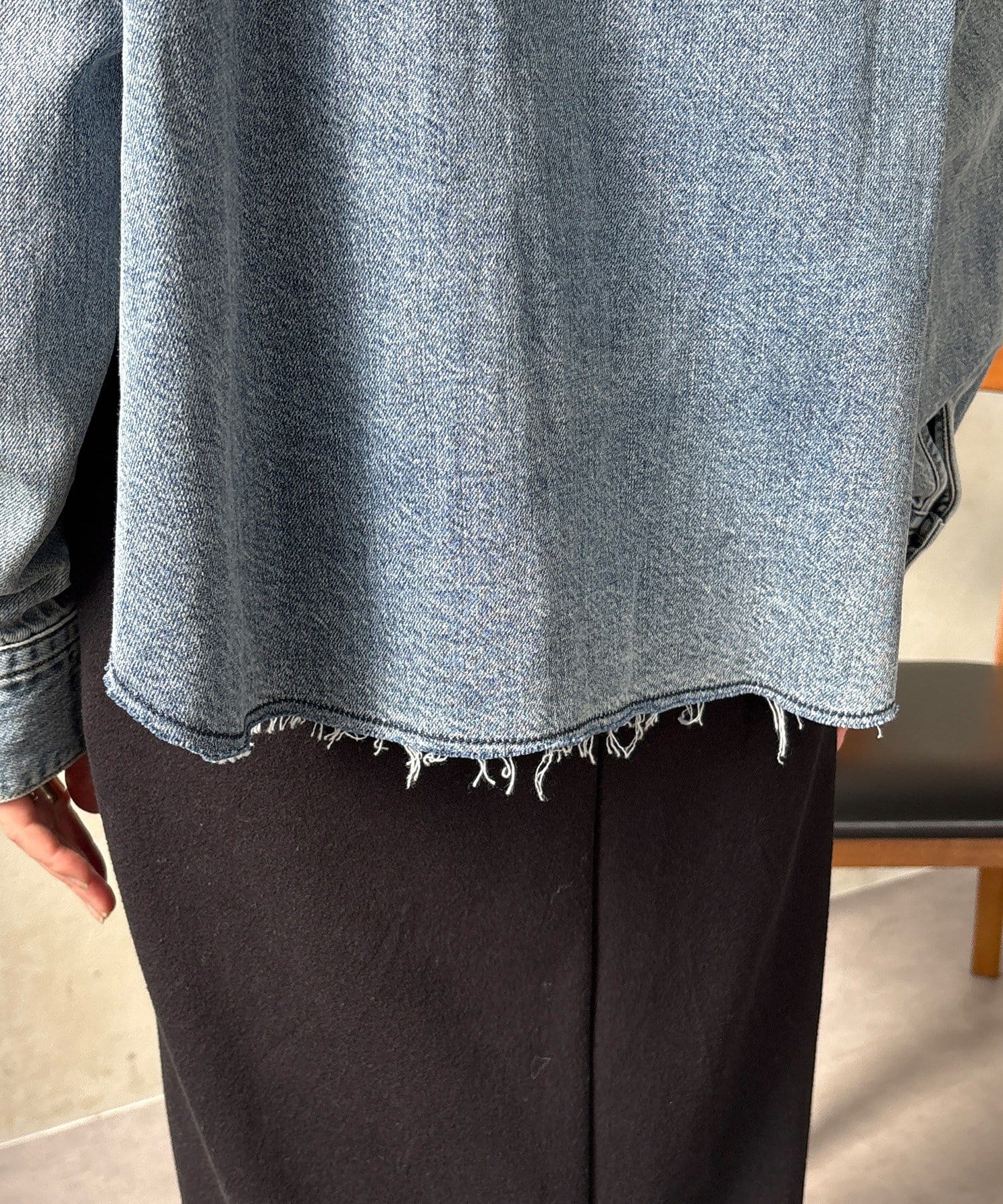 DOUDOU(ドゥドゥ) 【セットアップ可能】デニムショートシャツ