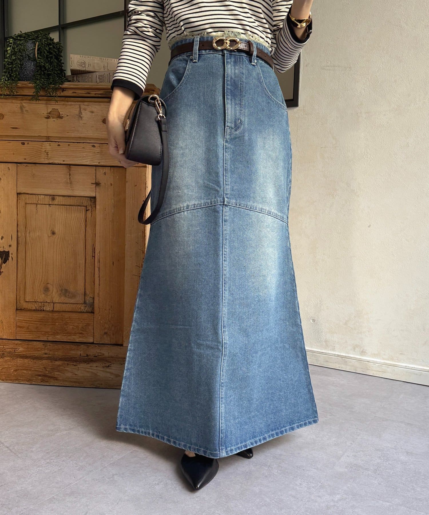 Thevon.(ゼヴォン) フリンジデニムマーメイドスカート