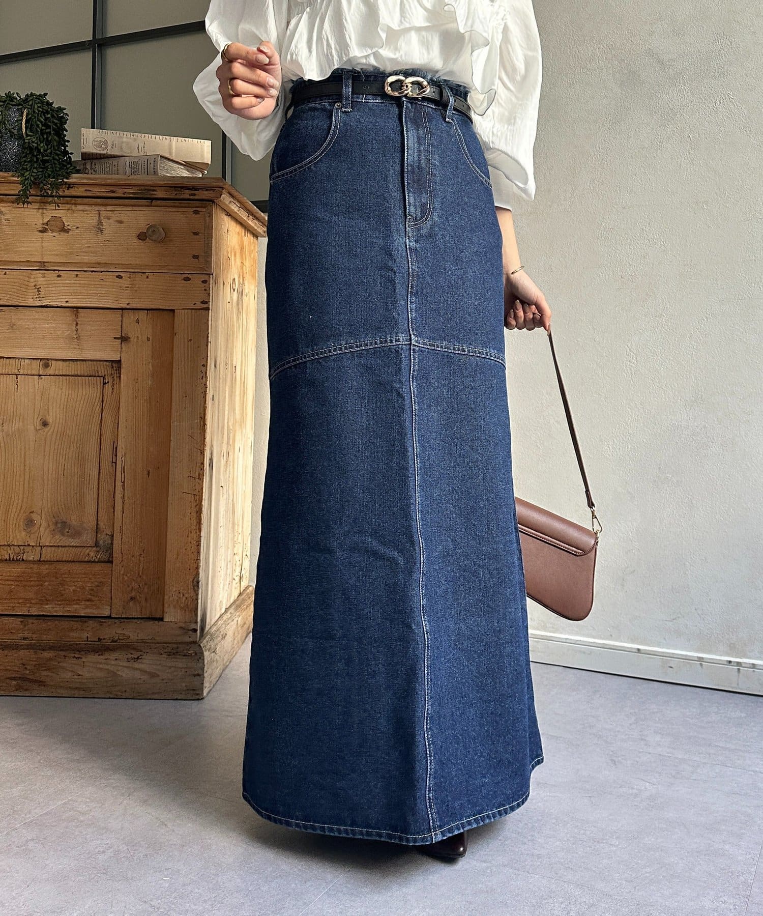 Thevon.(ゼヴォン) フリンジデニムマーメイドスカート