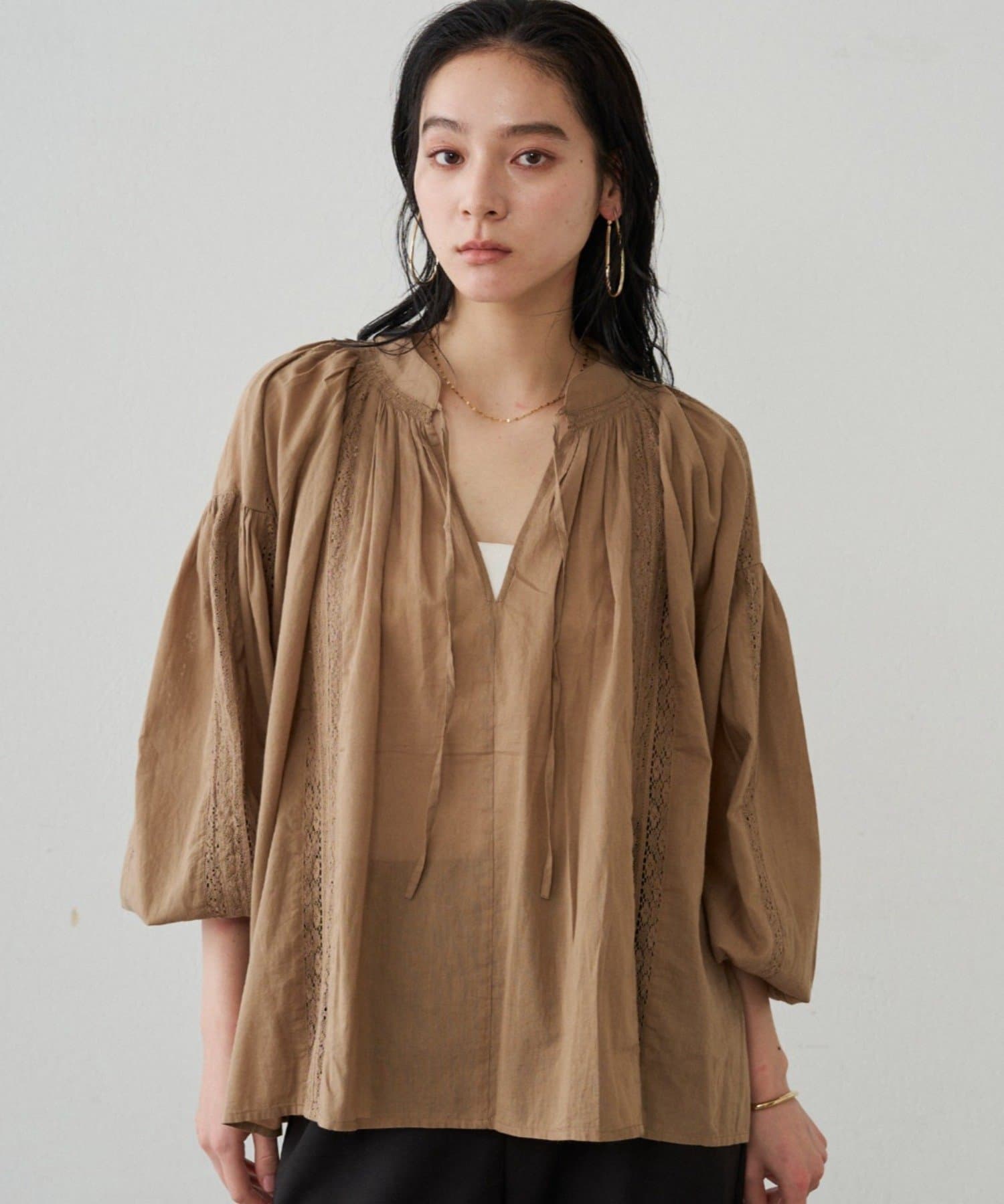 LOUNGEDRESS(ラウンジドレス) 【INDIA】スキッパーレースブラウス