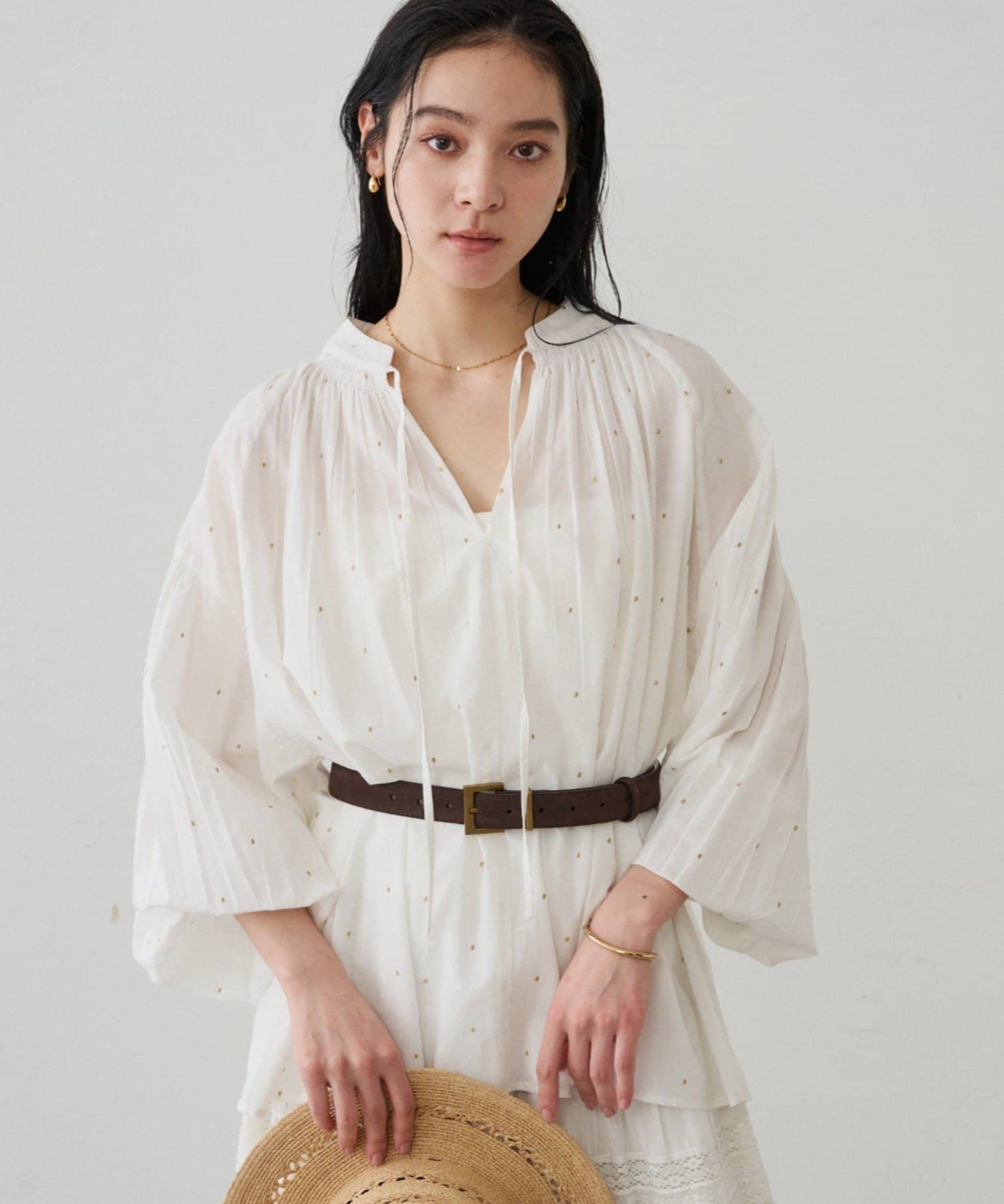 LOUNGEDRESS(ラウンジドレス) 【INDIA】スキッパー刺繍ブラウス