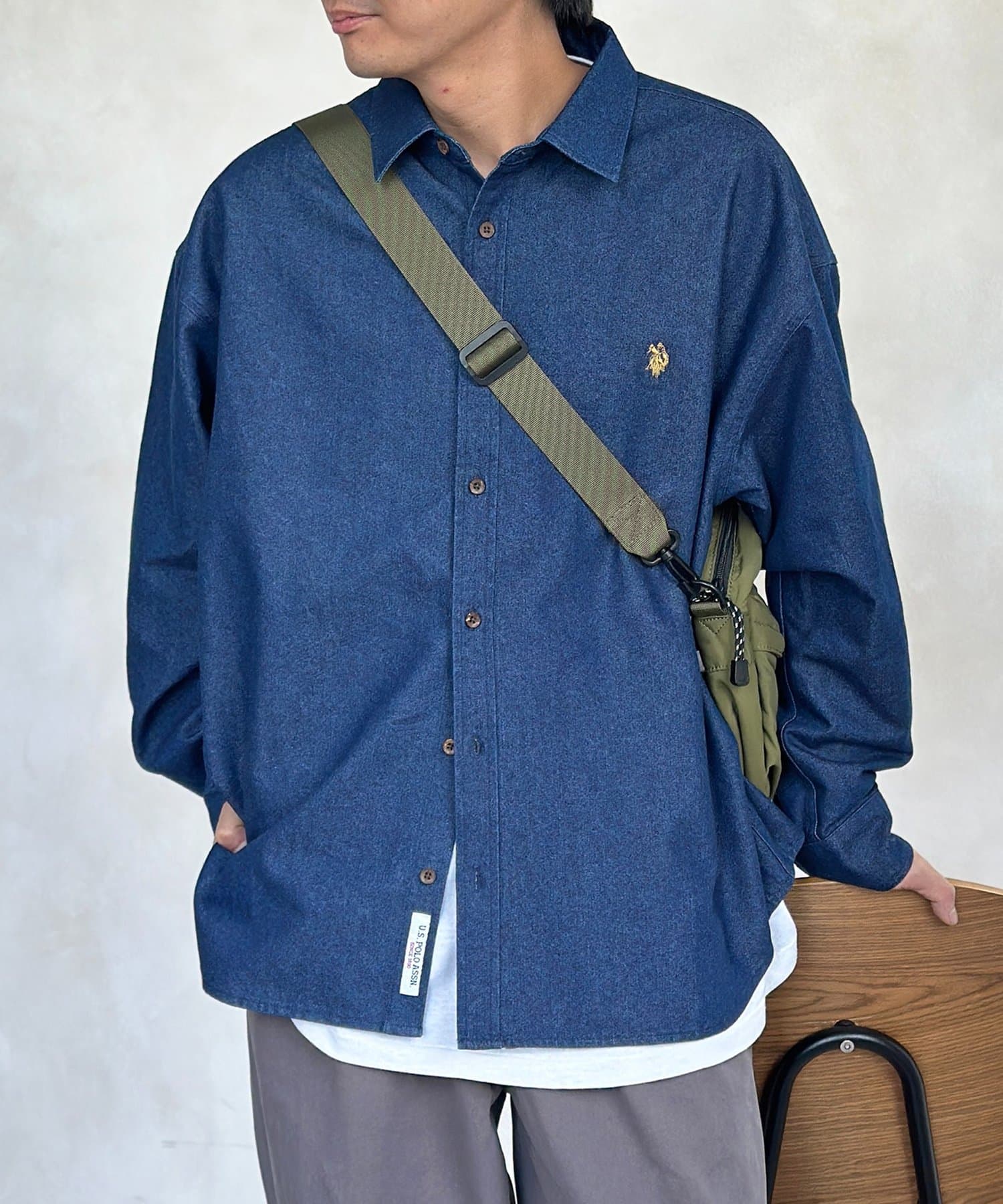 CPCM(シーピーシーエム) 【U.S. POLO ASSN.】1ポイント刺繍デニムシャツ