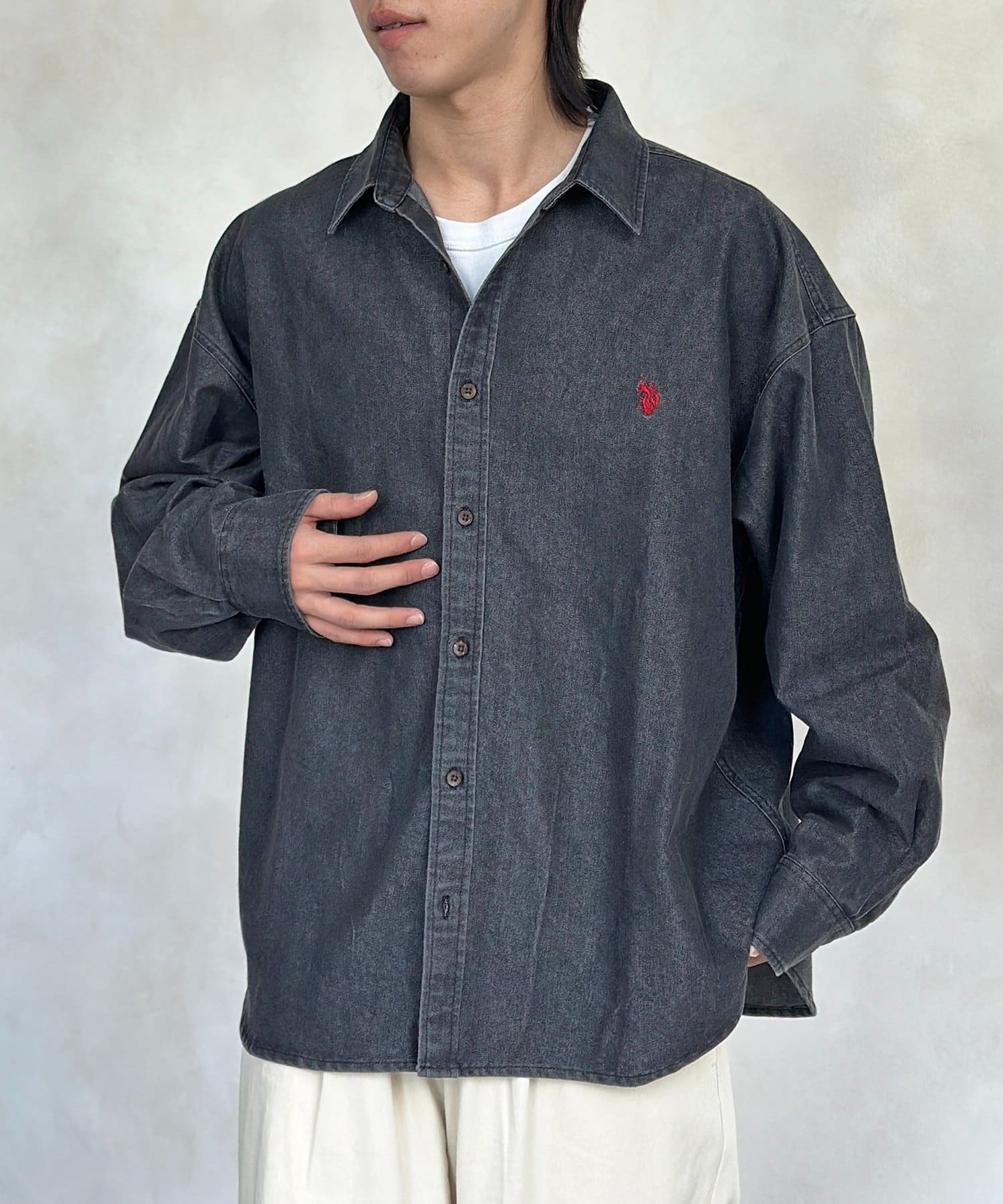 CPCM(シーピーシーエム) 【U.S. POLO ASSN.】1ポイント刺繍デニムシャツ