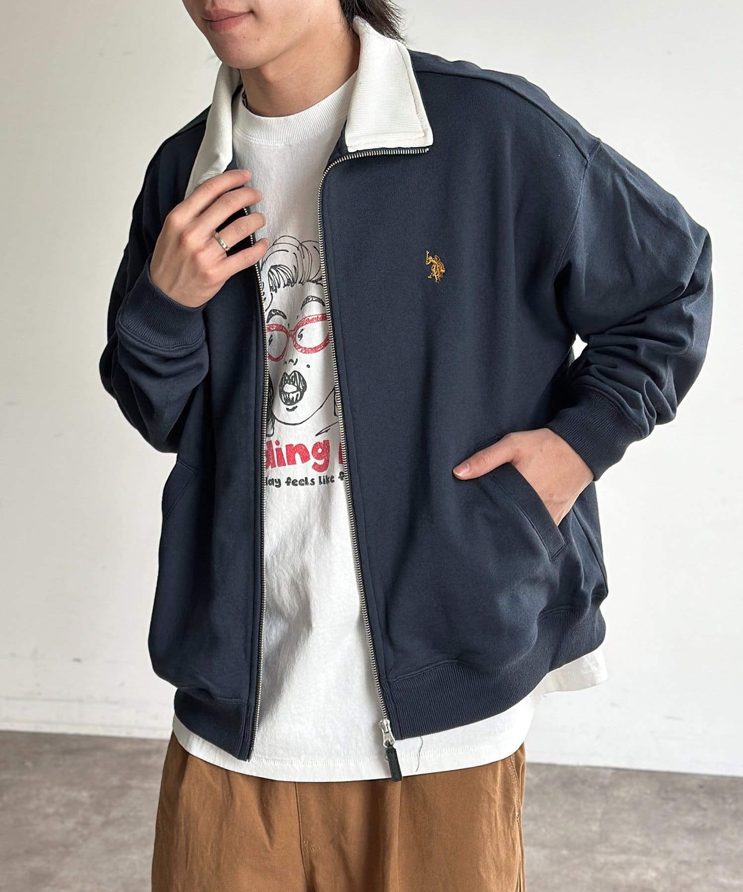 CPCM(シーピーシーエム) 【U.S. POLO ASSN.】裏毛スタンドジップブルゾン