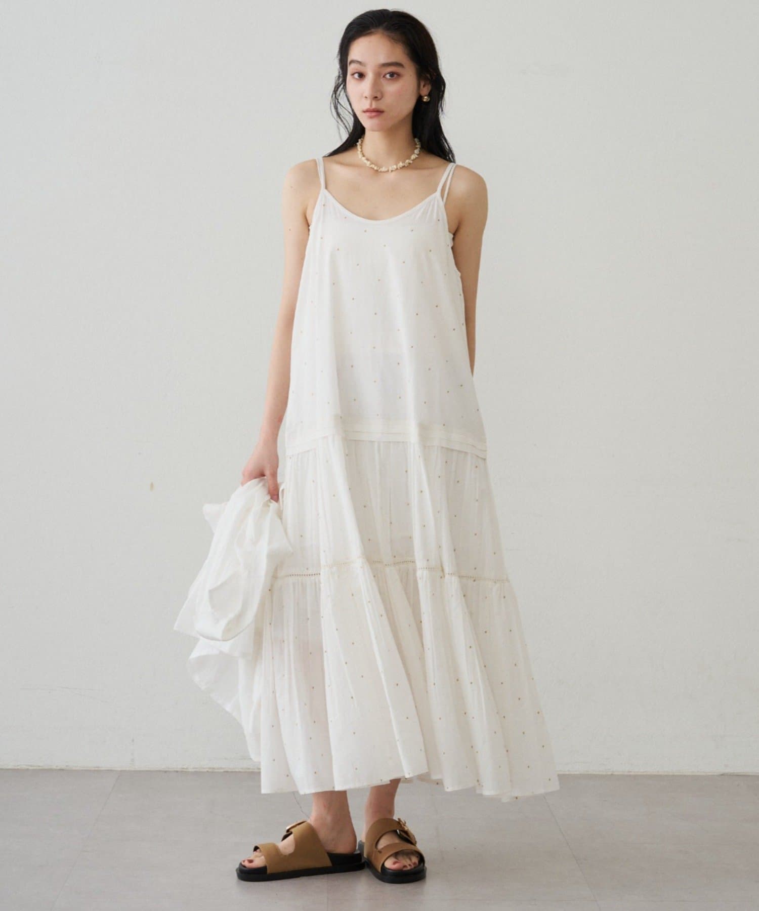 LOUNGEDRESS(ラウンジドレス) 【INDIA】刺繍ティアードキャミワンピース