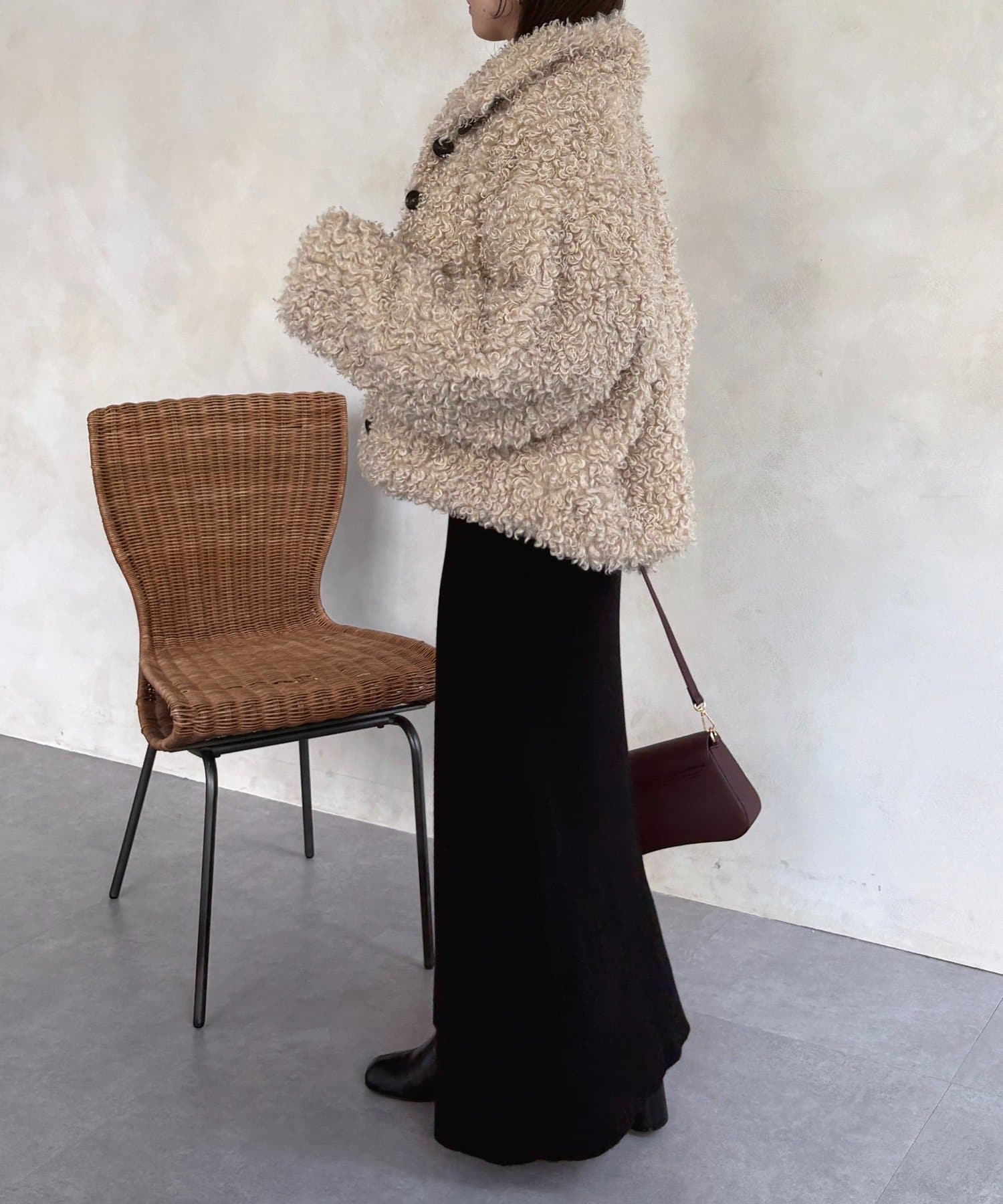 Thevon.(ゼヴォン) ヘンリーネックリブニットワンピース