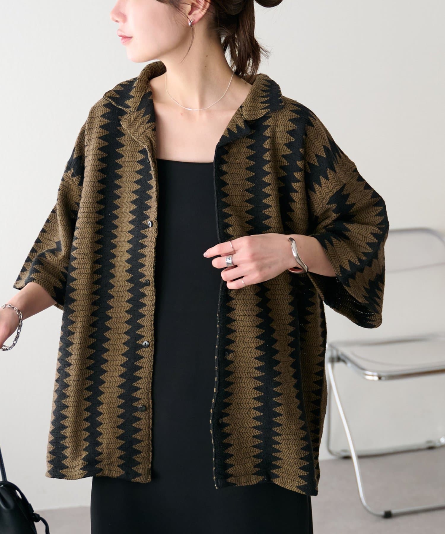 DISCOAT(ディスコート) 【Enlude/India】ジャガードリーフ柄シャツ