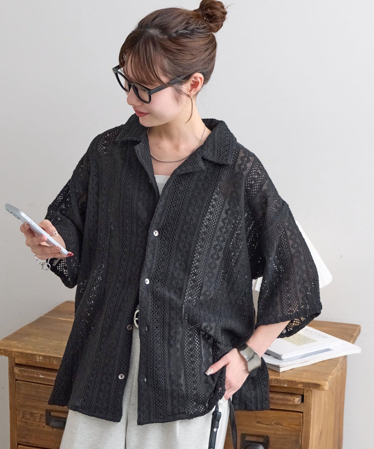 DISCOAT(ディスコート) 【Enlude/ユニセックス/India】ジャガードレースシャツ