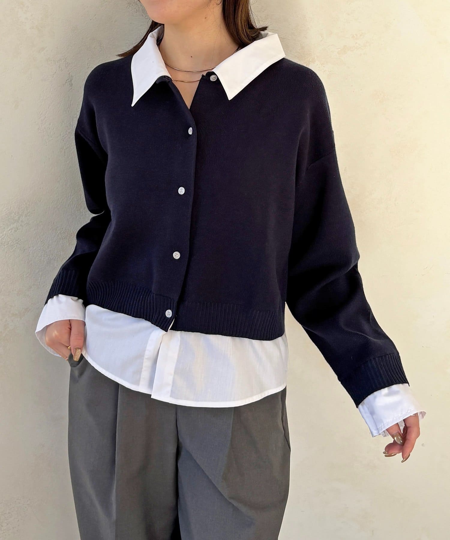 Thevon.(ゼヴォン) シャツドッキングニットプルオーバー