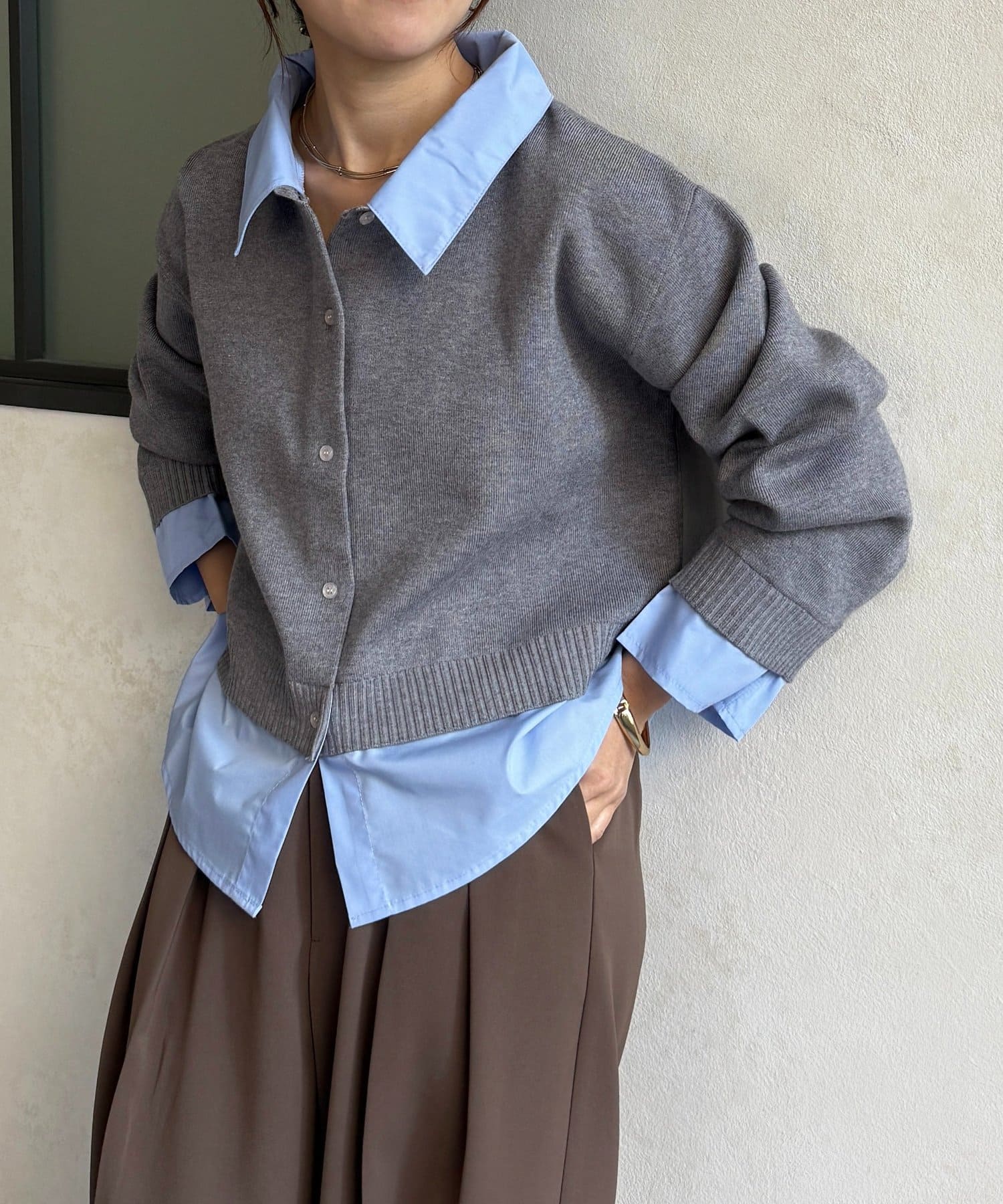 Thevon.(ゼヴォン) シャツドッキングニットプルオーバー