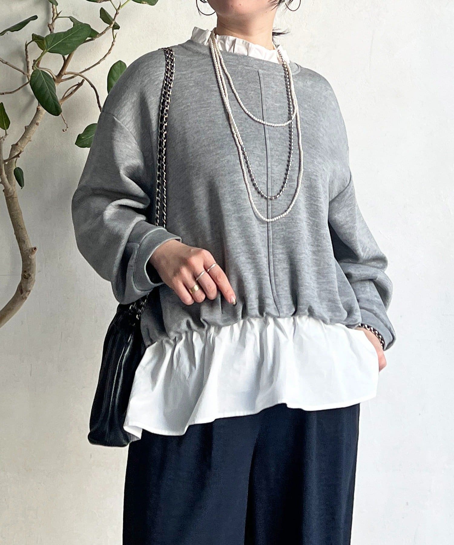 Croisiere(クロジエール) フリルブラウスレイヤード風プルオーバー