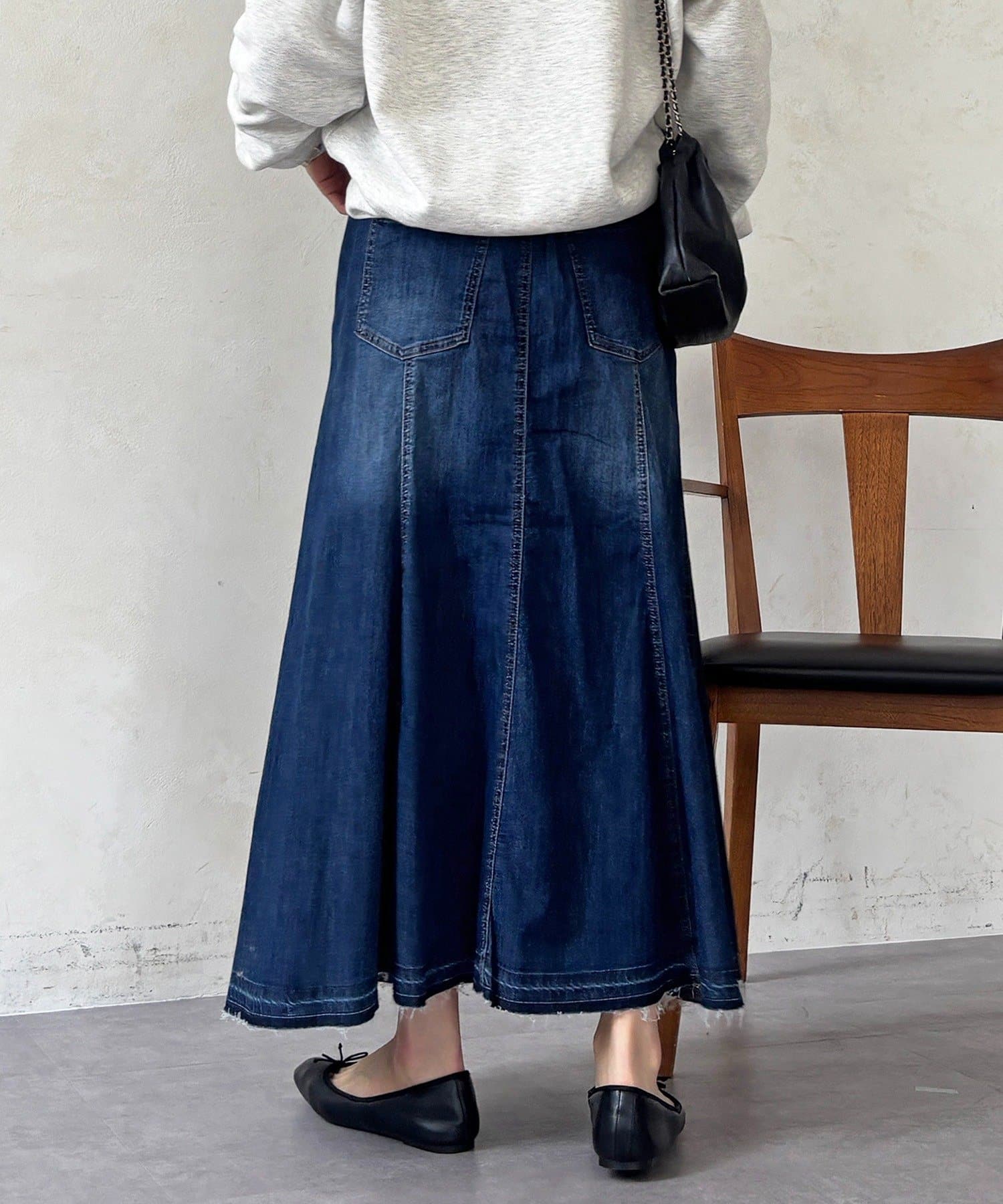 un dix cors(アンディコール) デニムストレッチフレアスカート